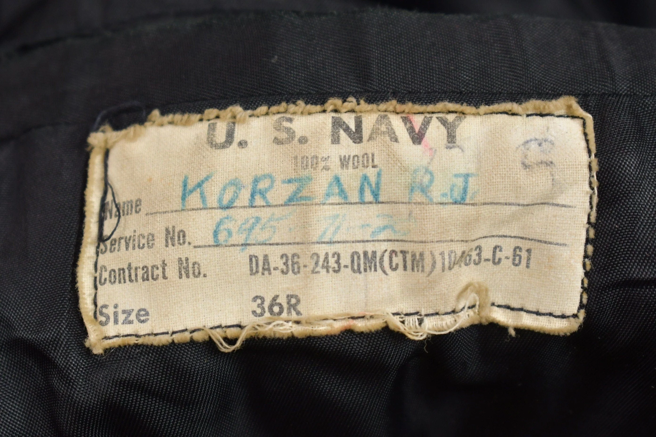 Vintage 1950s USN Naval Wool Double Breasted Jacket Men's Medium - Image 4