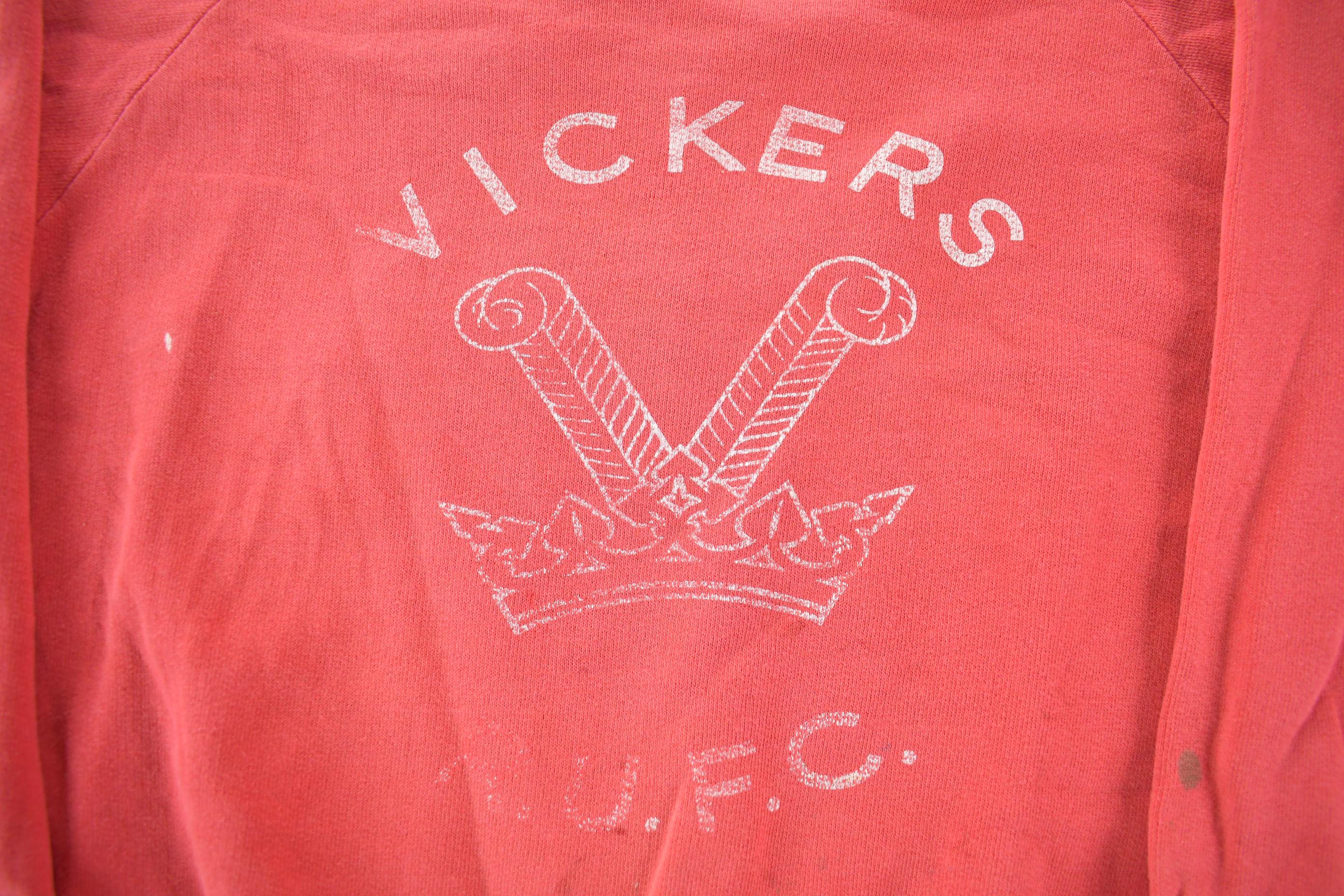 Vintage 1950s Vikers R.U.F.C. Sun Faded Distressed Crewneck Sweatshirt - Image 3