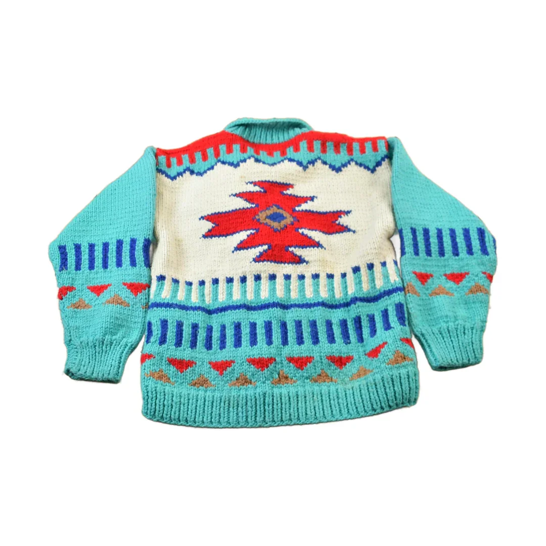 Vintage 1950s Western Aztec Pattern Cowichan Sweater - Image 2