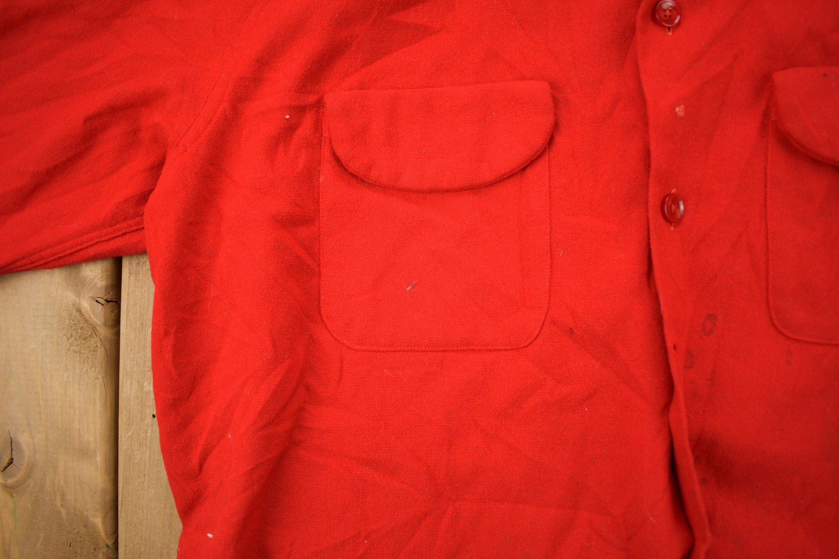 Vintage 1950s Wolverine Superb Wool Blend Loop Button Up Shirt Men's Large - Image 5