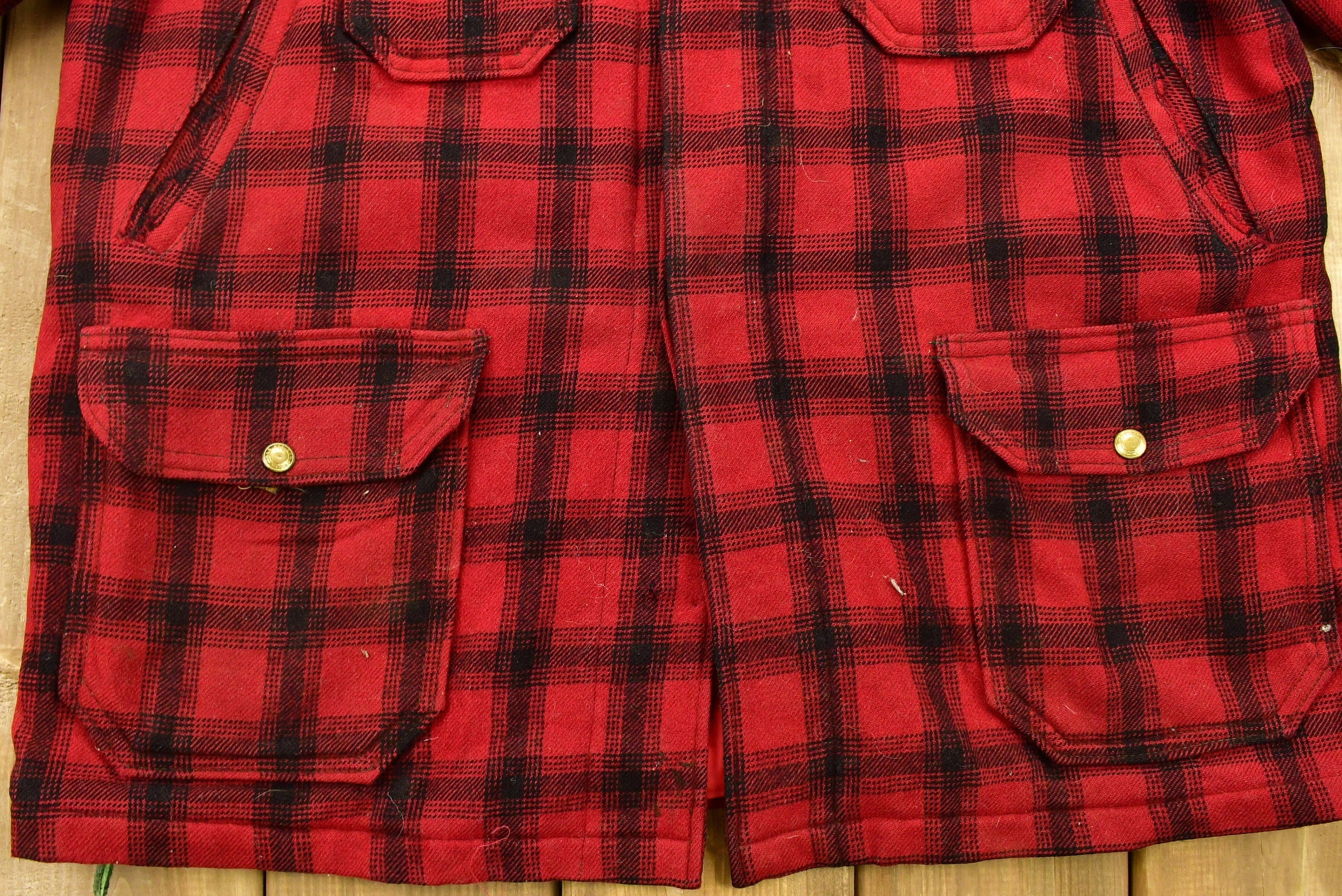 Vintage 1950s Woolrich Buffalo Plaid Wool Hunting Jacket - Image 4
