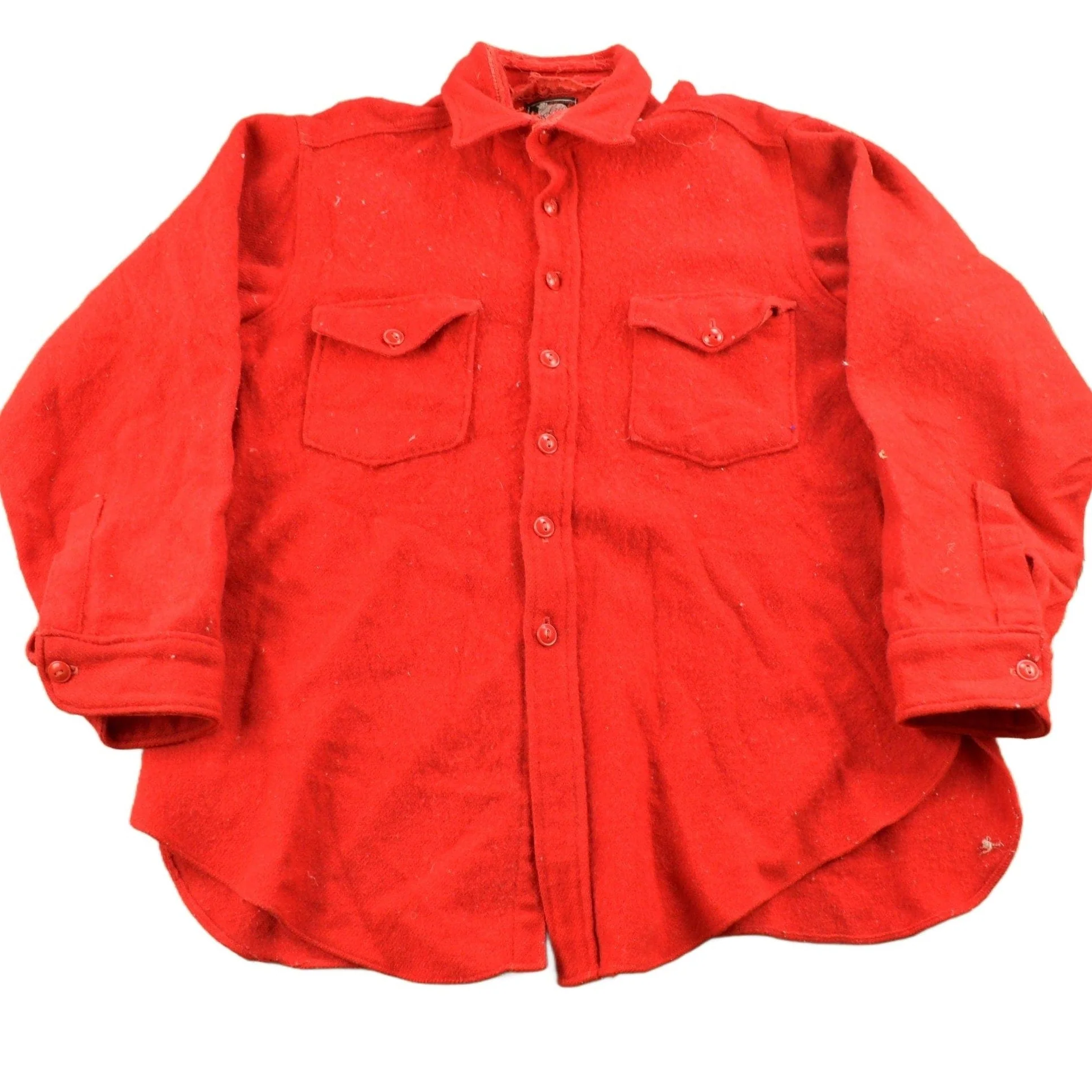 Vintage 1950s Woolrich Red Wool Button Up Shirt Men's Large