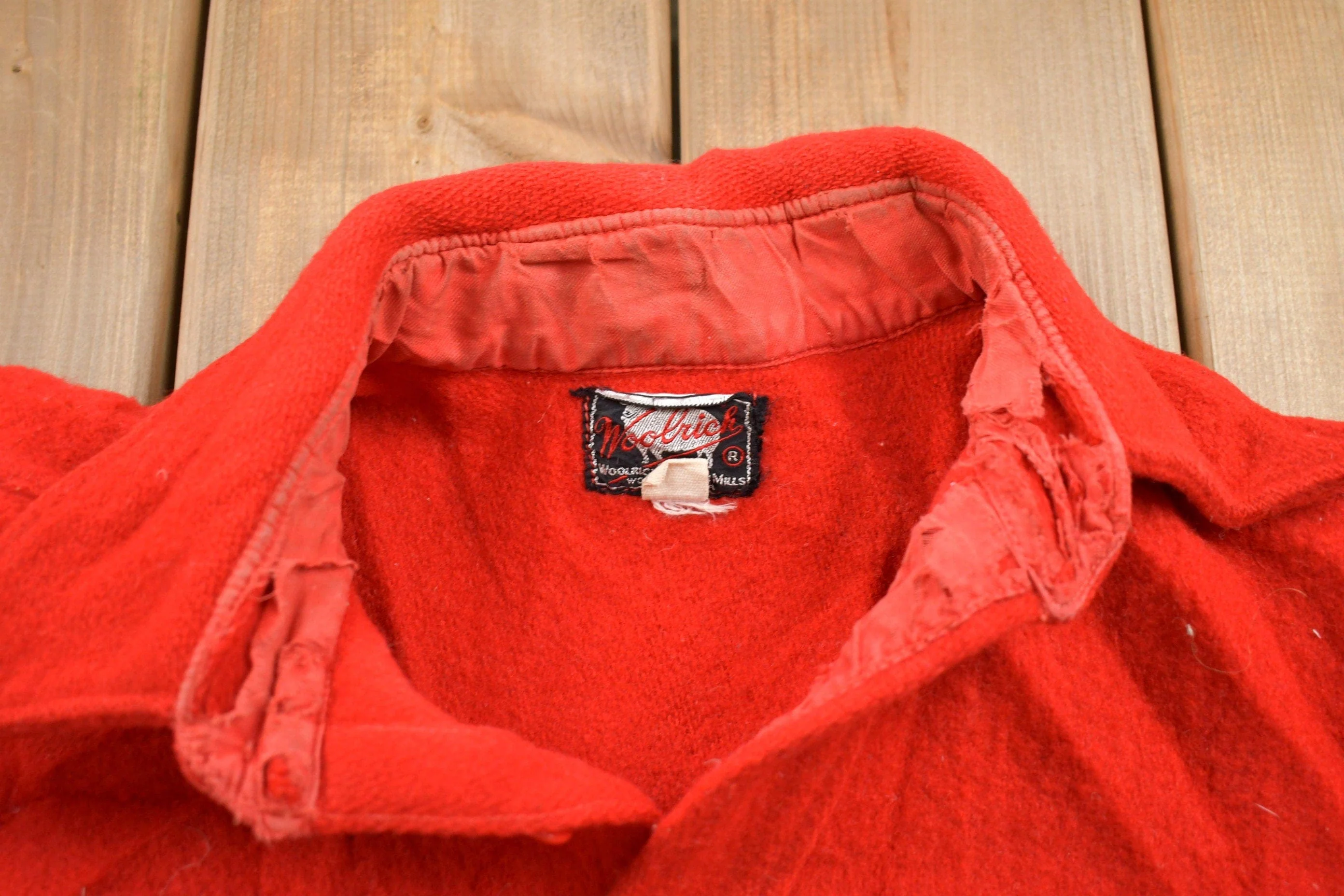 Vintage 1950s Woolrich Wool Button Up Shirt Men's Large - Image 4