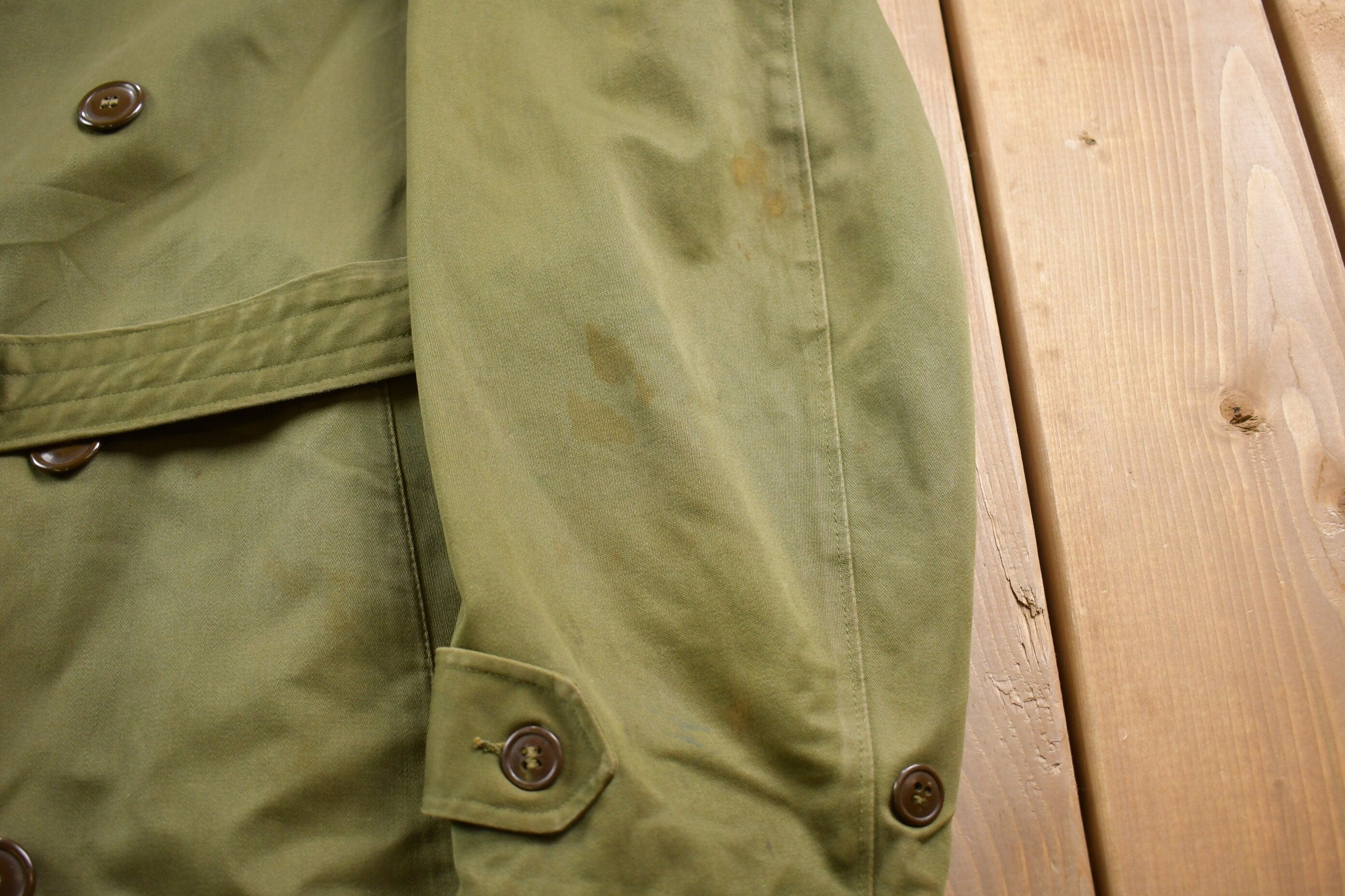 Vintage 1953 OG 107 Military Overcoat Army Trench Coat Men's Medium - Image 4