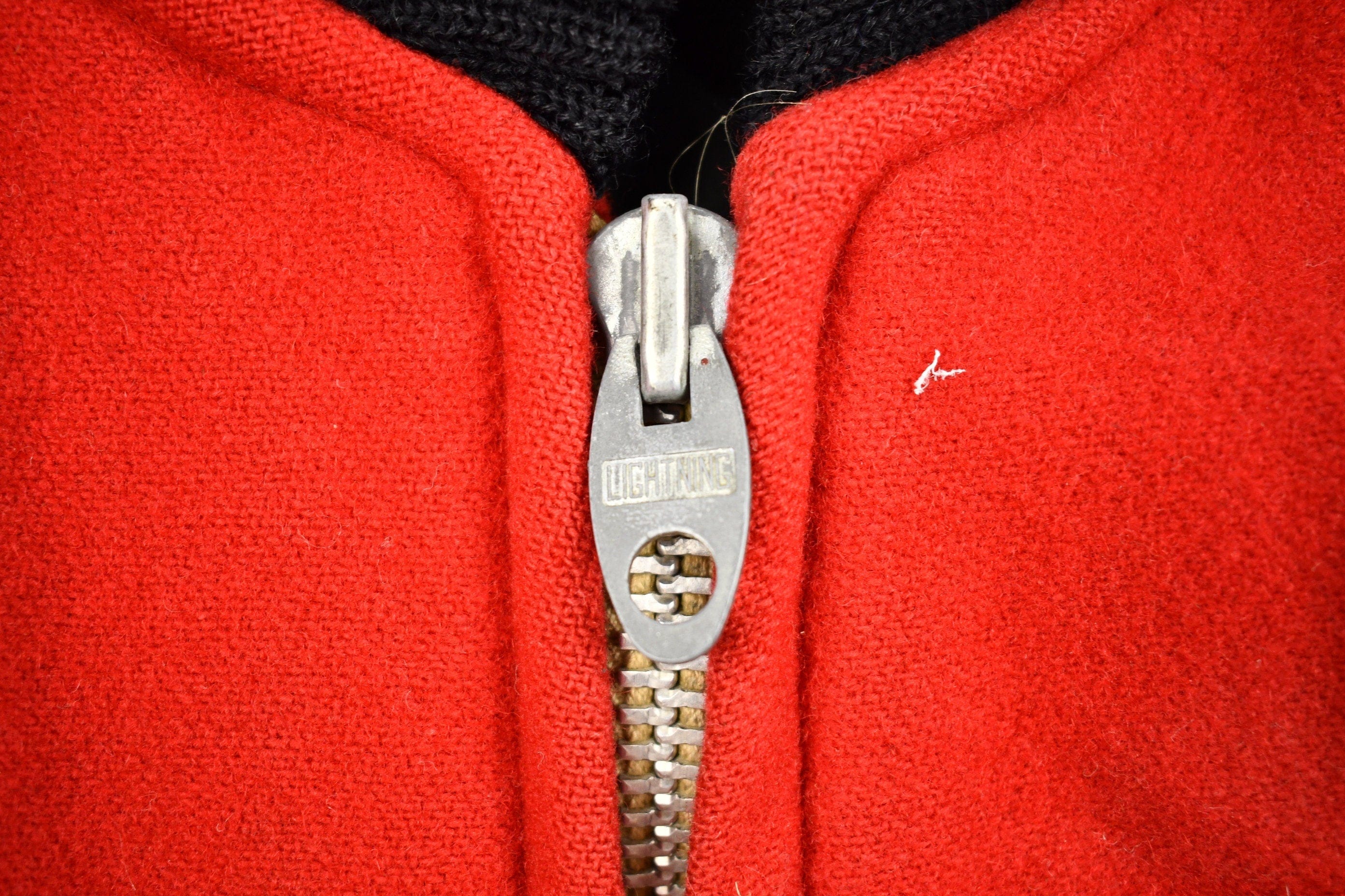 Vintage 1959 Kelly Motors GMC E.D.F.L Champions Red Wool Coat Men's 2XL - Image 4