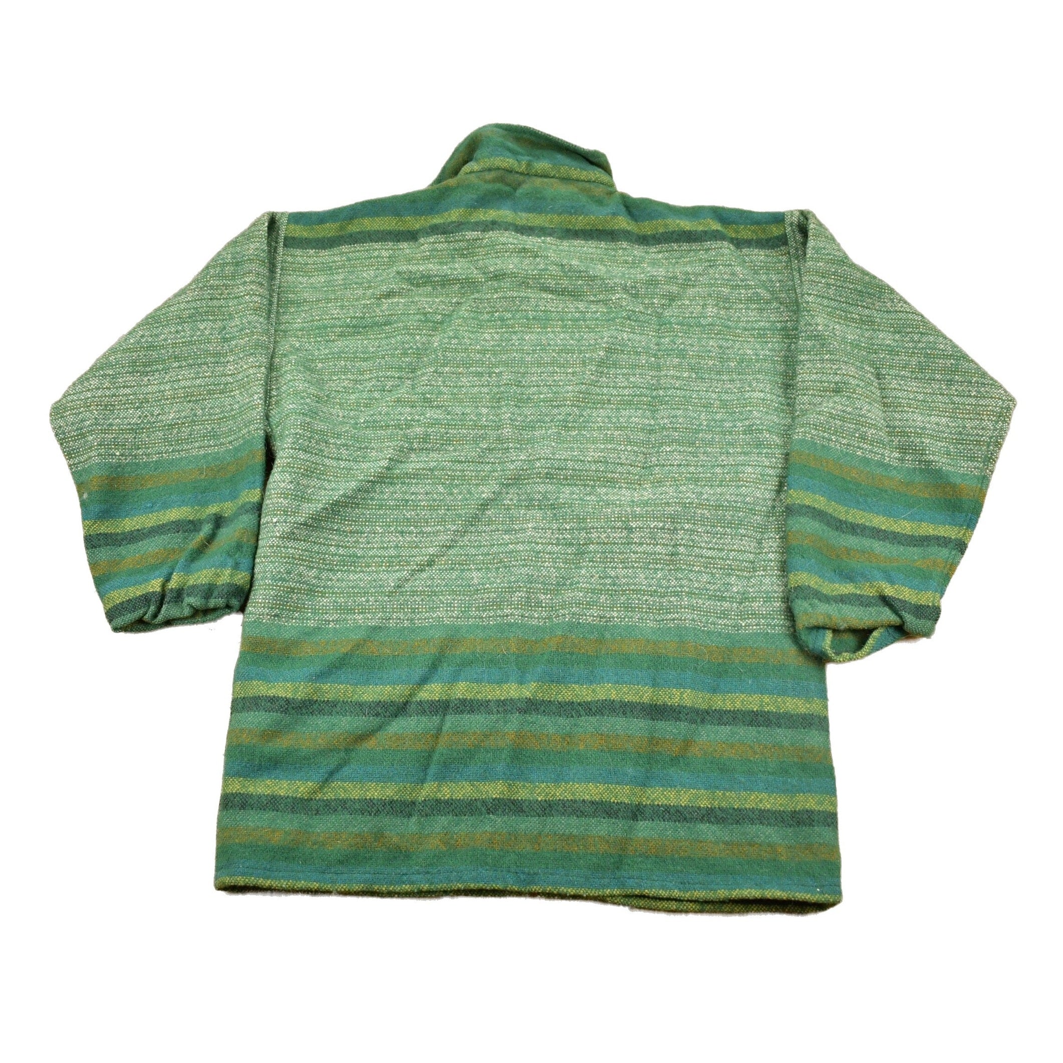 Vintage 1960s 100% Wool Green Knit Zip Up Sweater Men's Medium - Image 2