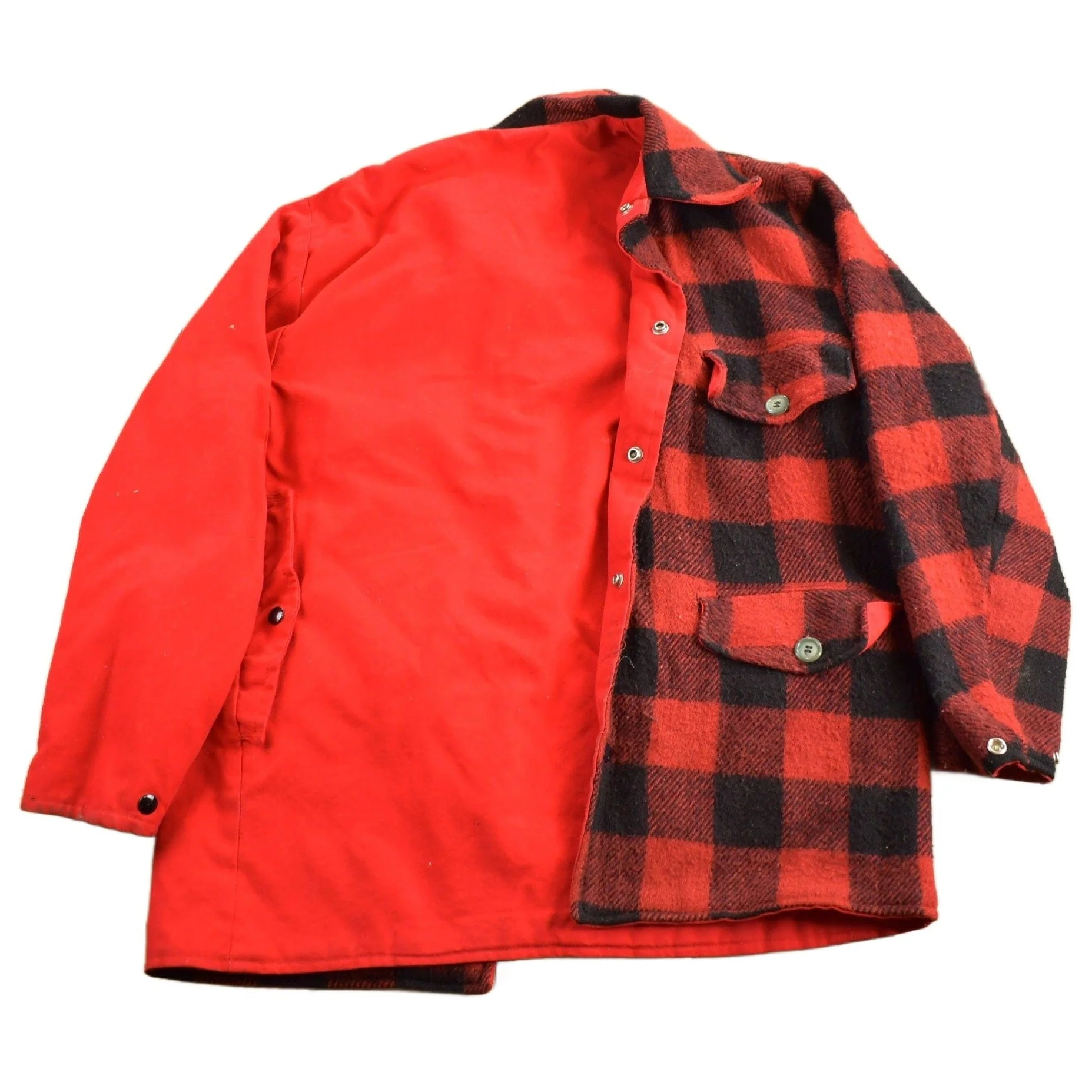 Vintage 1960s 100% Wool Reversible Buffalo Plaid Jacket Men's Medium