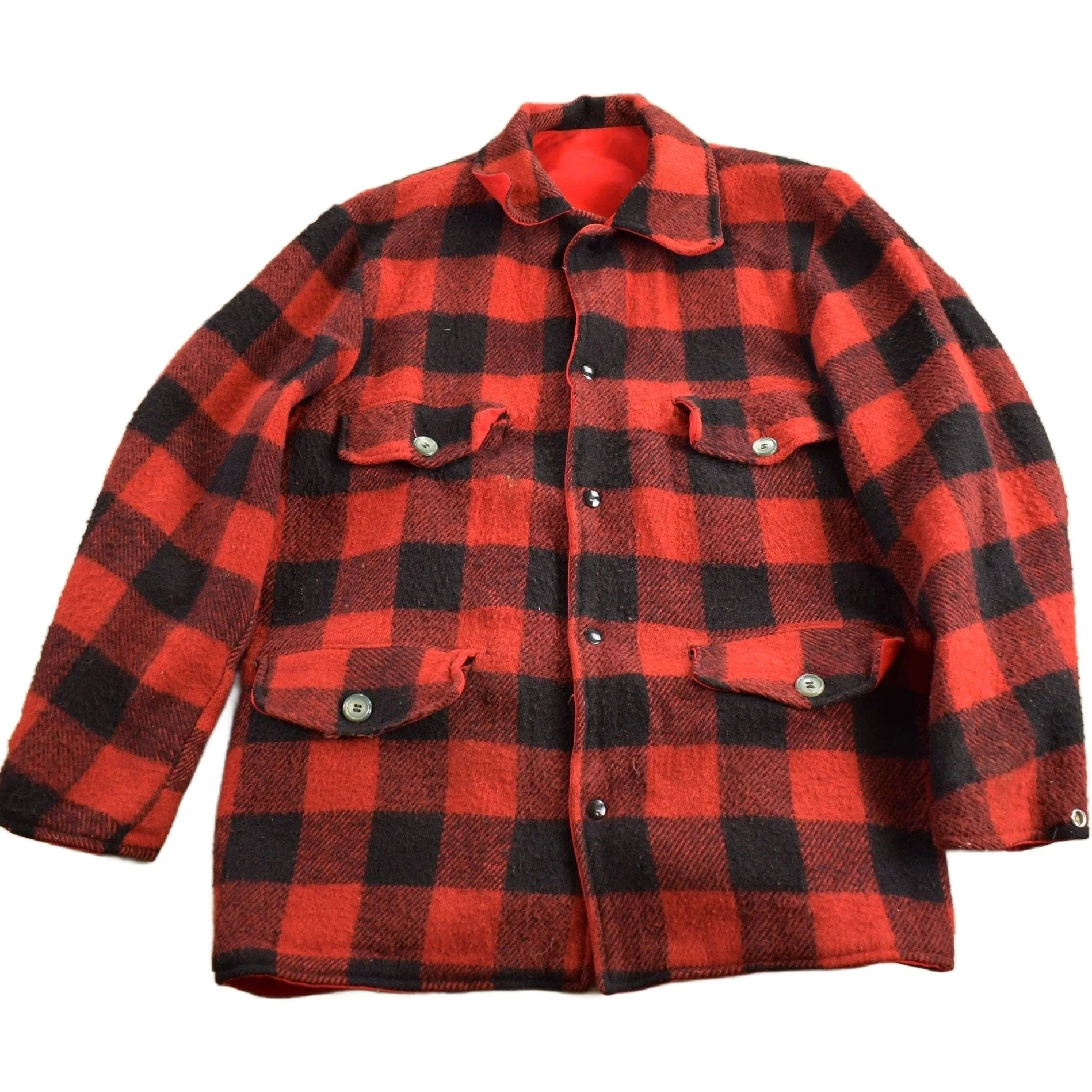 Vintage 1960s 100% Wool Reversible Buffalo Plaid Jacket Men's Medium - Image 2