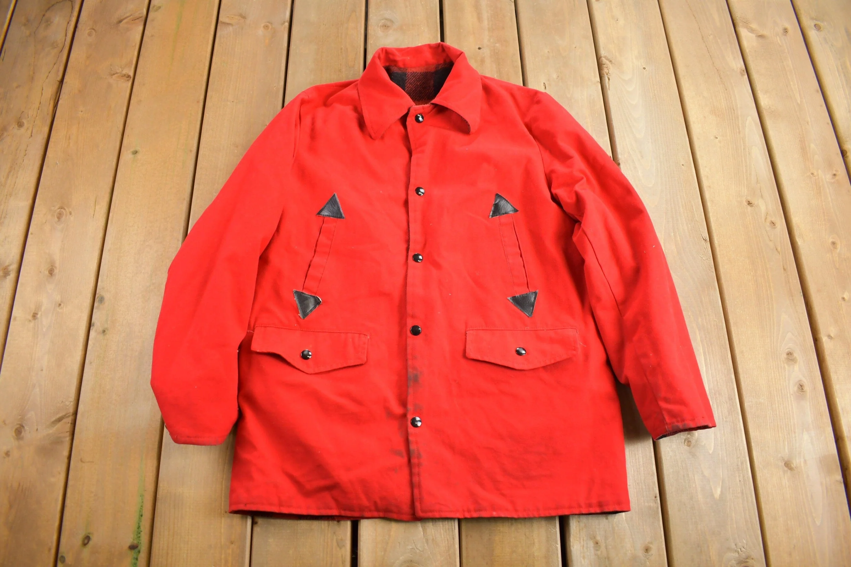 Vintage 1960s 100% Wool Reversible Buffalo Plaid Jacket Men's Medium - Image 3
