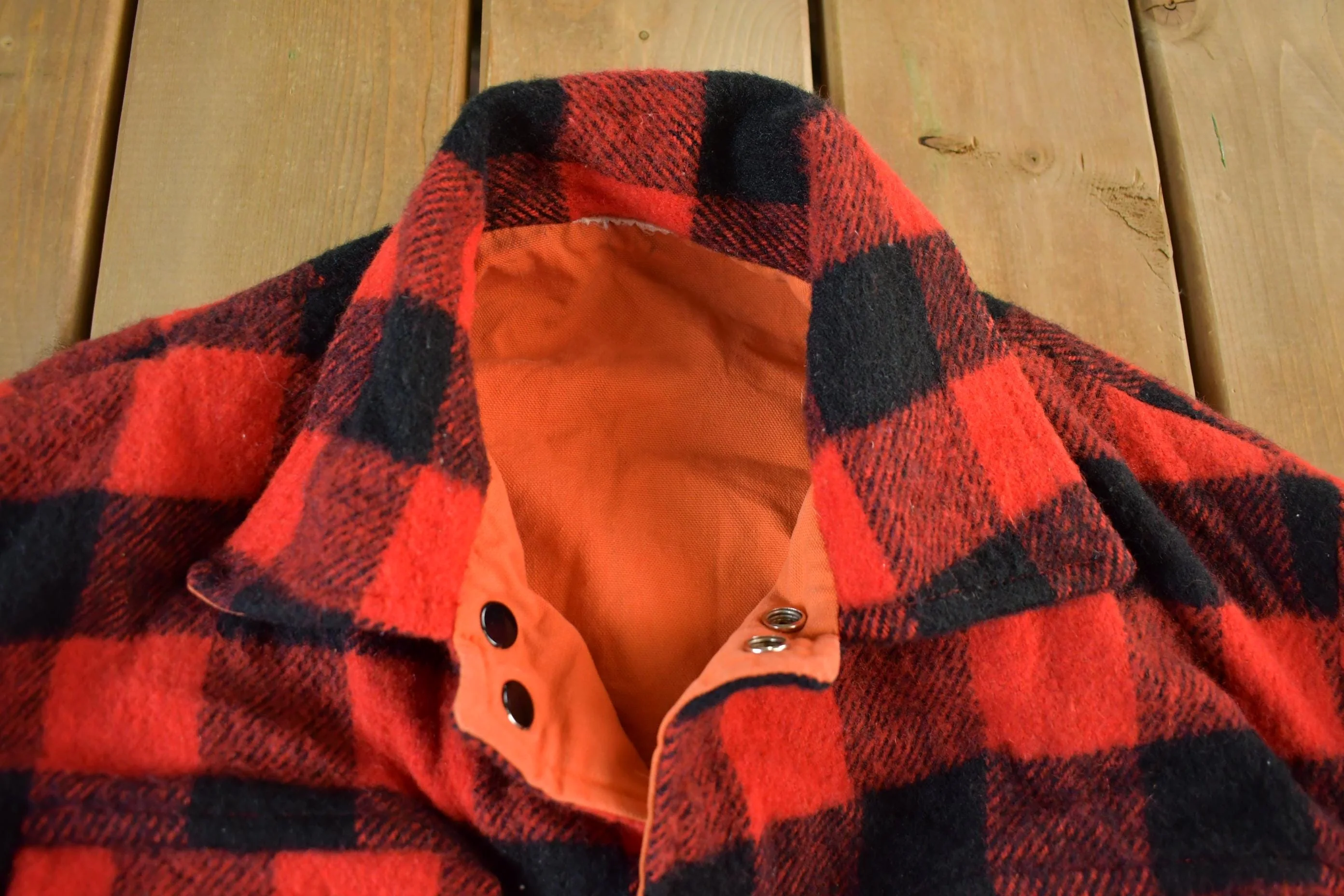 Vintage 1960s 1970s Buffalo Plaid Hunting Jacket Men's Large - Image 3