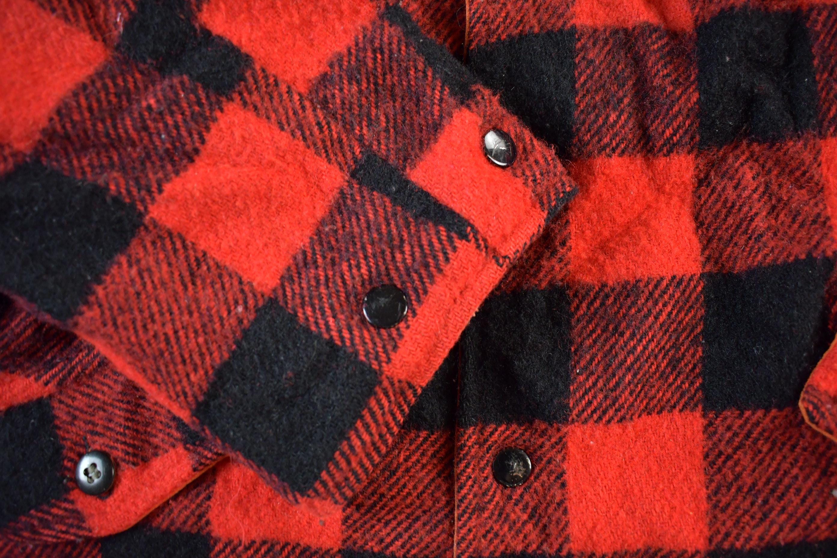 Vintage 1960s 1970s Buffalo Plaid Hunting Jacket Men's Large - Image 4