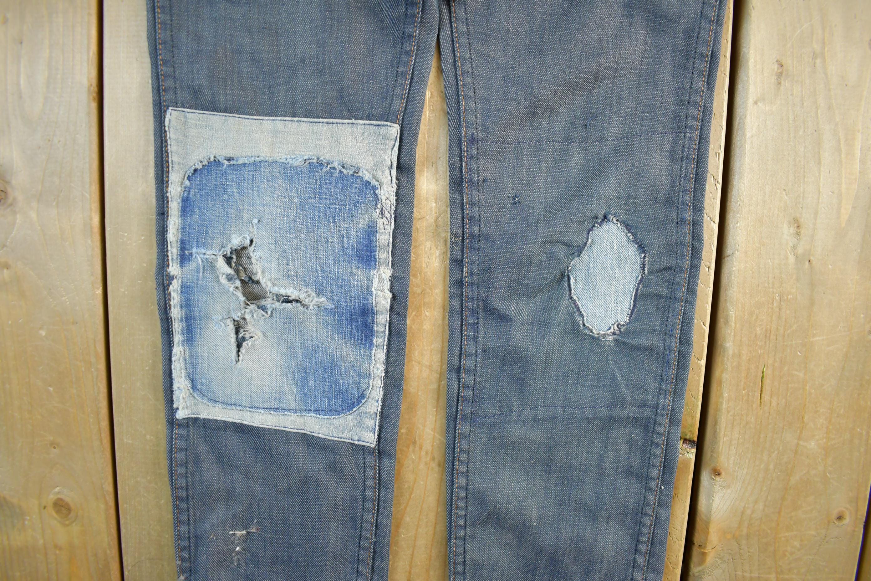 Vintage 1960s 1970s Lee Distressed Denim Jeans Youth 24 x 23.5 - Image 3