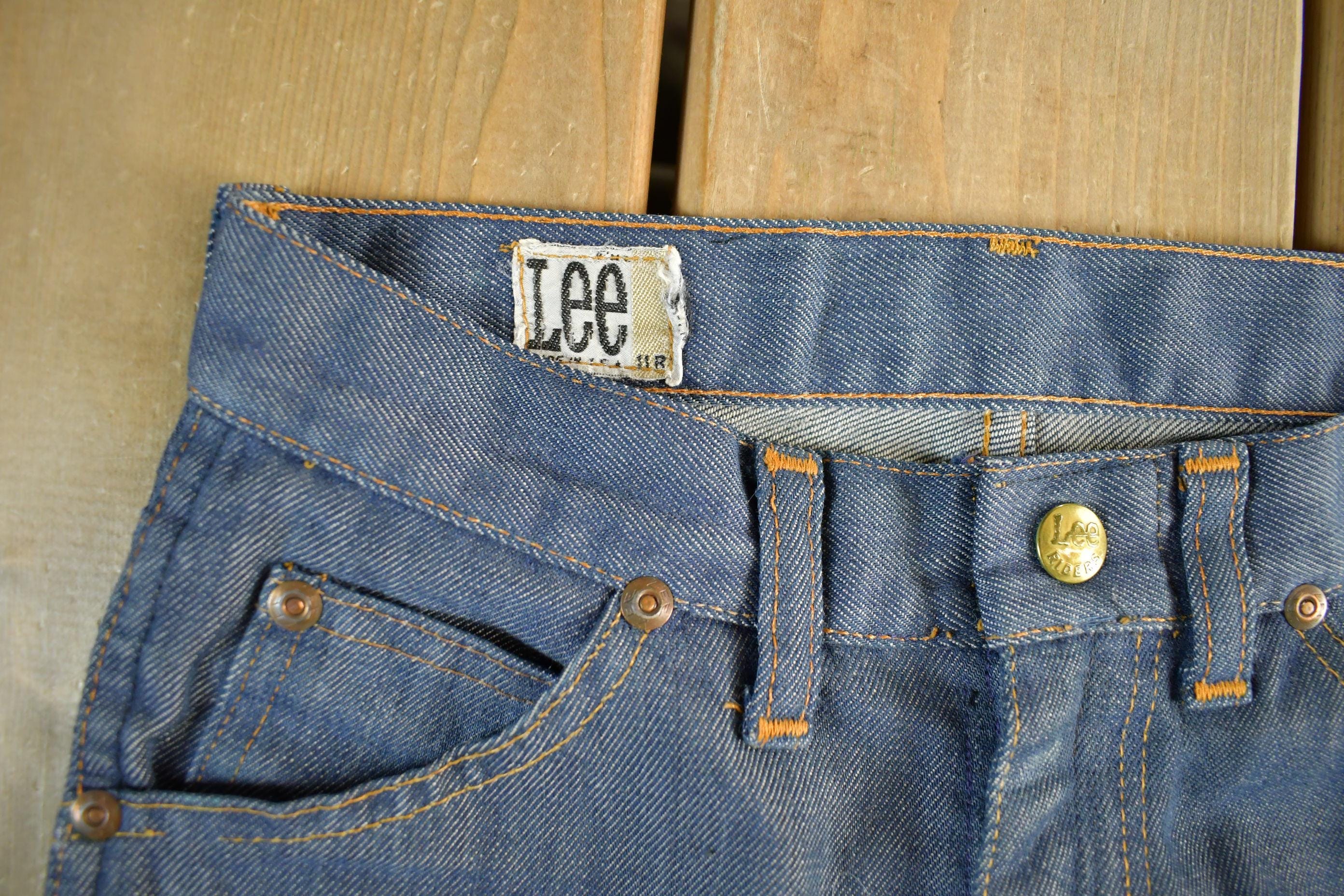 Vintage 1960s 1970s Lee Distressed Denim Jeans Youth 24 x 23.5 - Image 5