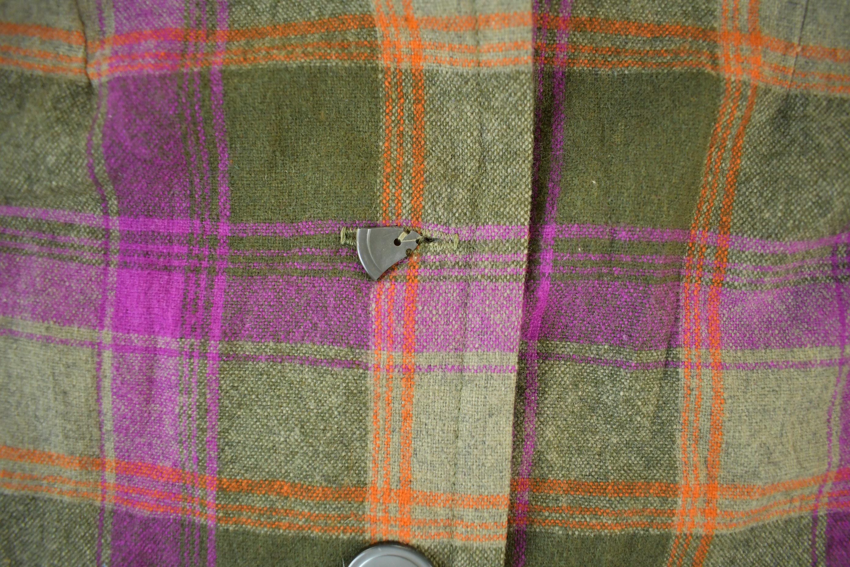 Vintage 1960s 1970s Wool Flannel Button Up Jacket Shirt Women's S-M - Image 5