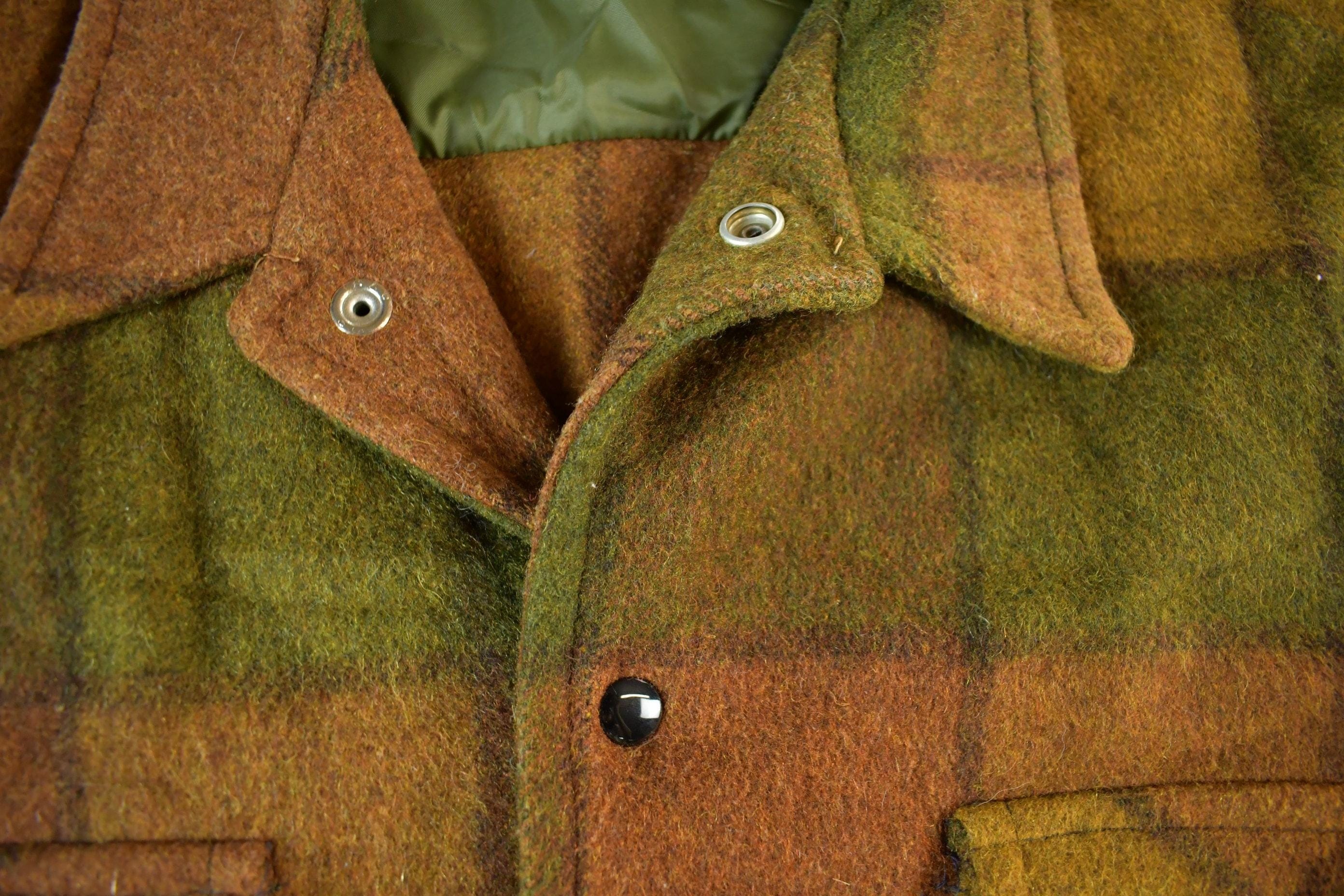 Vintage 1960s 1970s Wool Flannel Button Up Shirt Jacket Men's XL - Image 5