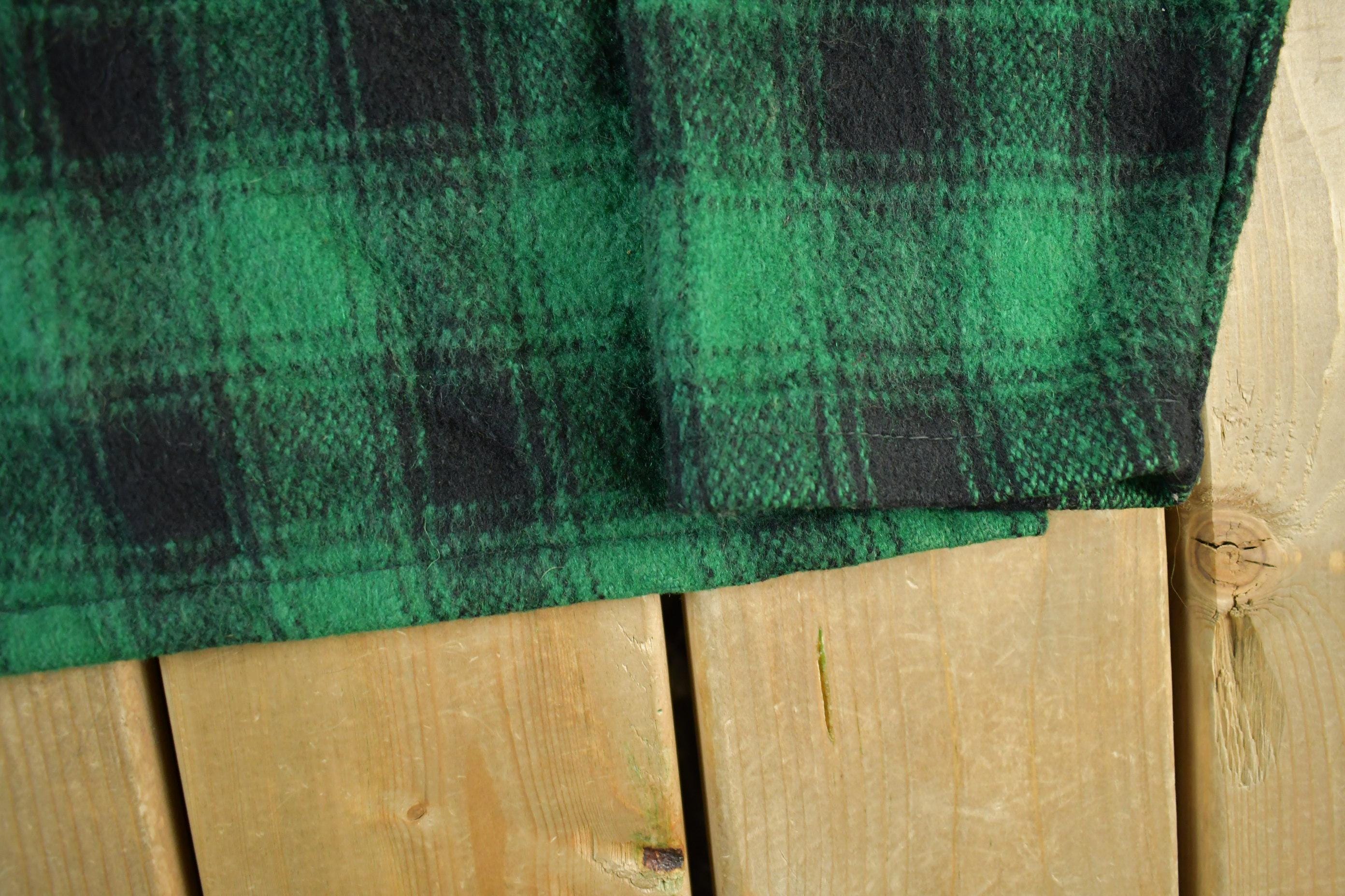 Vintage 1960s 1970s Wool Flannel Zip Up Shirt Jacket Men's XL - Image 3