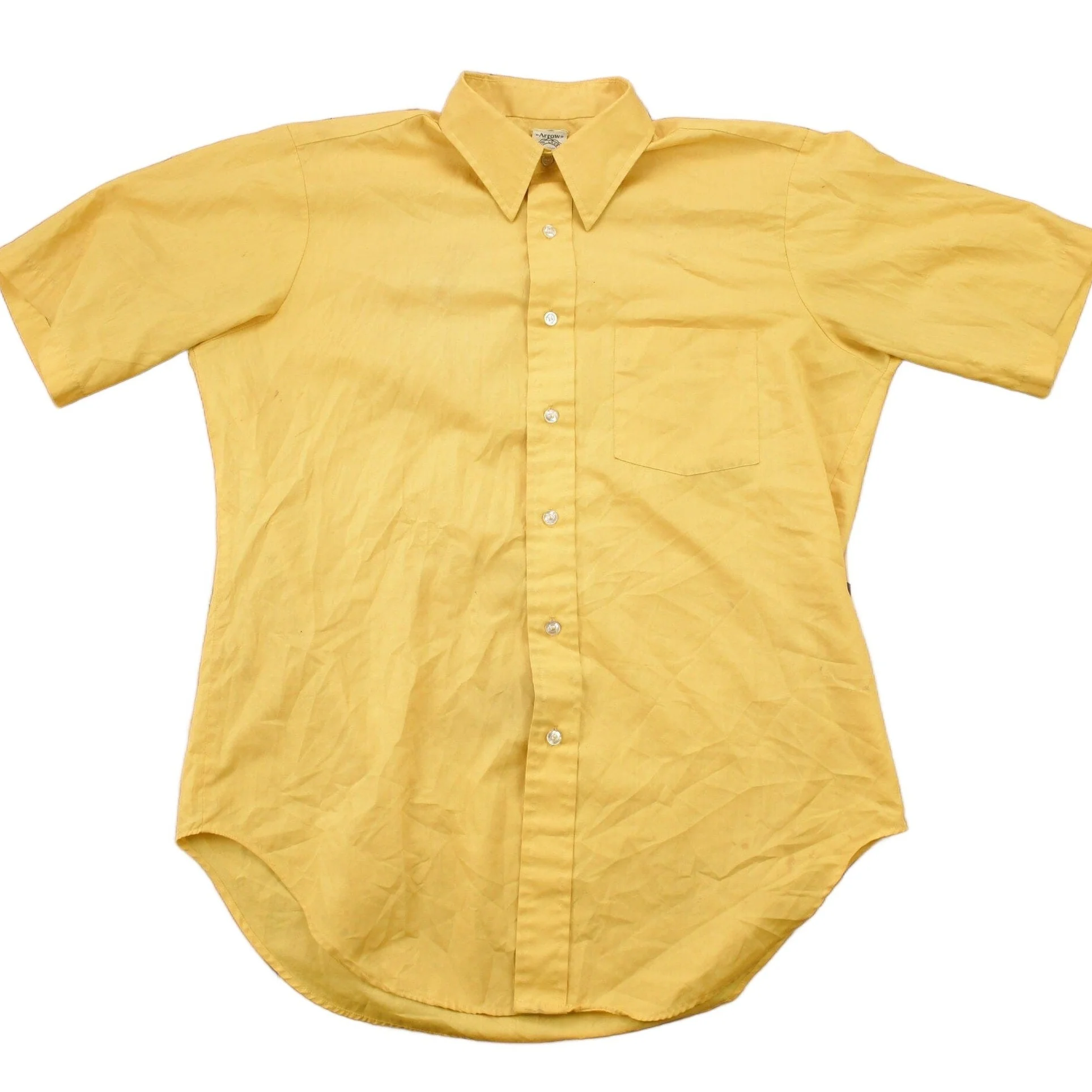 Vintage 1960s Arrow Cum Laude Decton Broad Cloth Blank Button Up Shirt Men's Large