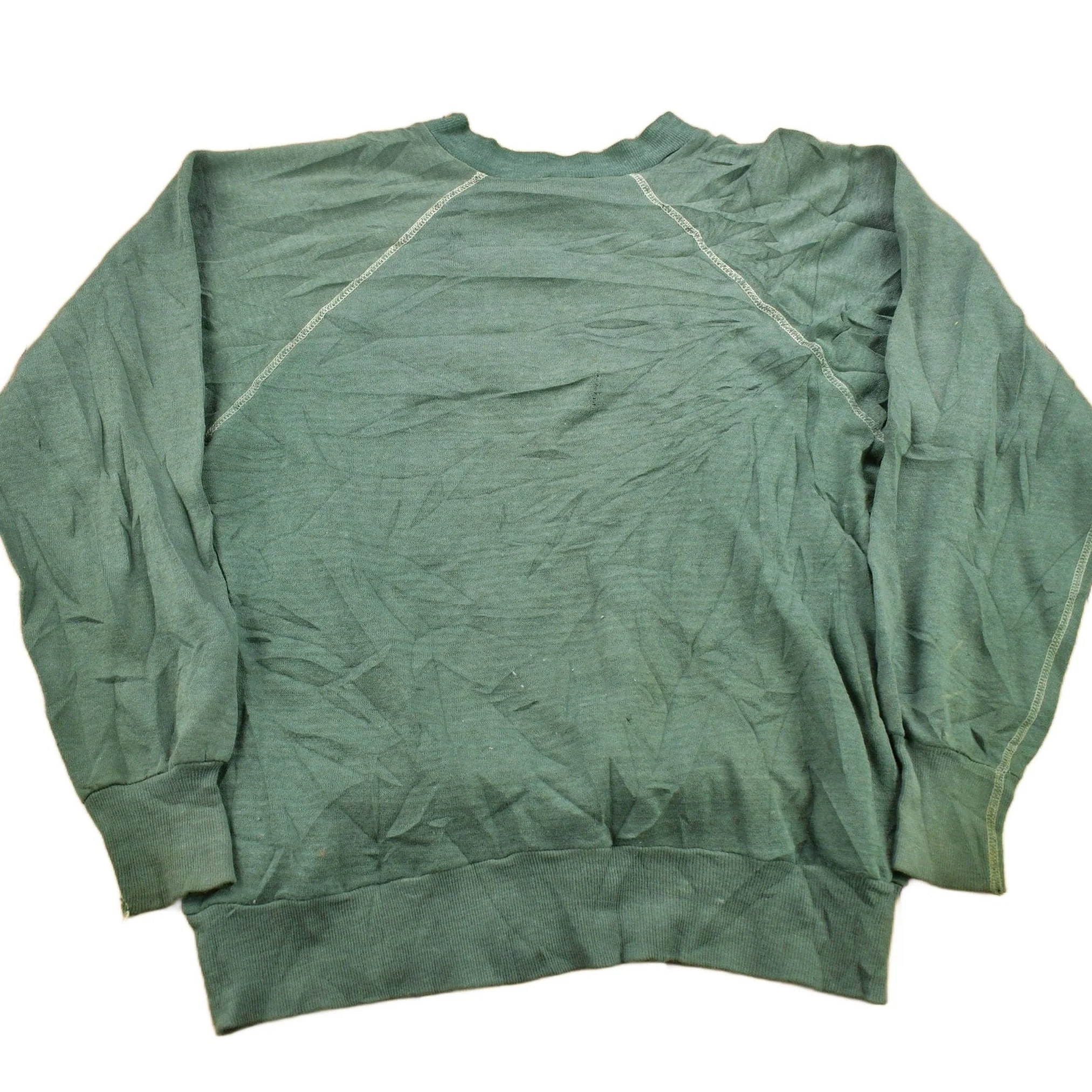 Vintage 1960s Blank Faded Forest Green Crewneck Sweatshirt Men's XS - Image 2