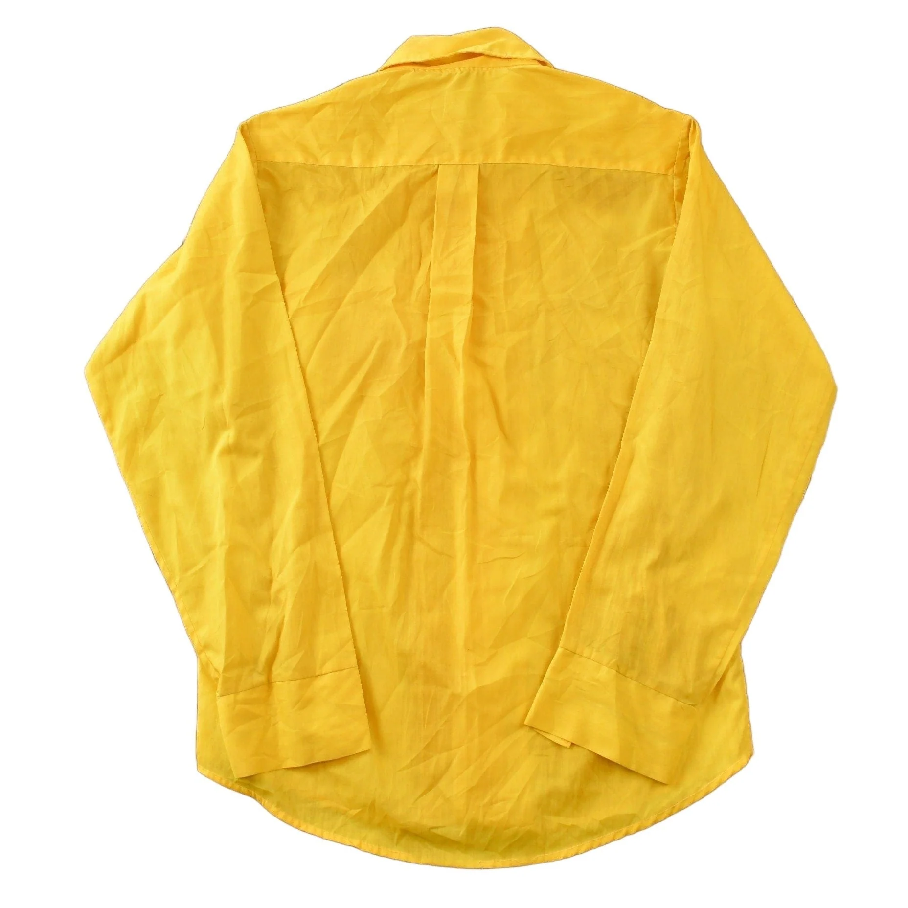 Vintage 1960s Blank Yellow Tapered N' Tails Button Up Shirt Men's Small - Image 2