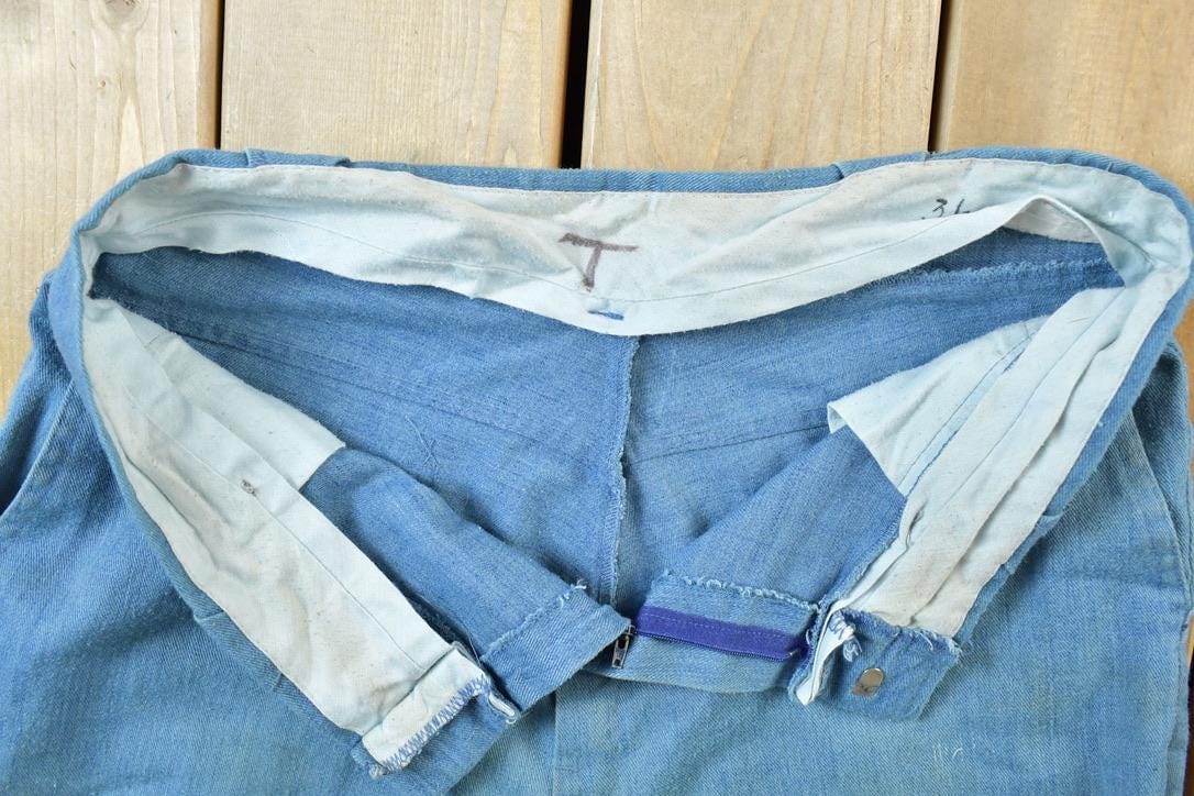 Vintage 1960s Blue Bell Bottom Pants Men's 36 x 29 - Image 4