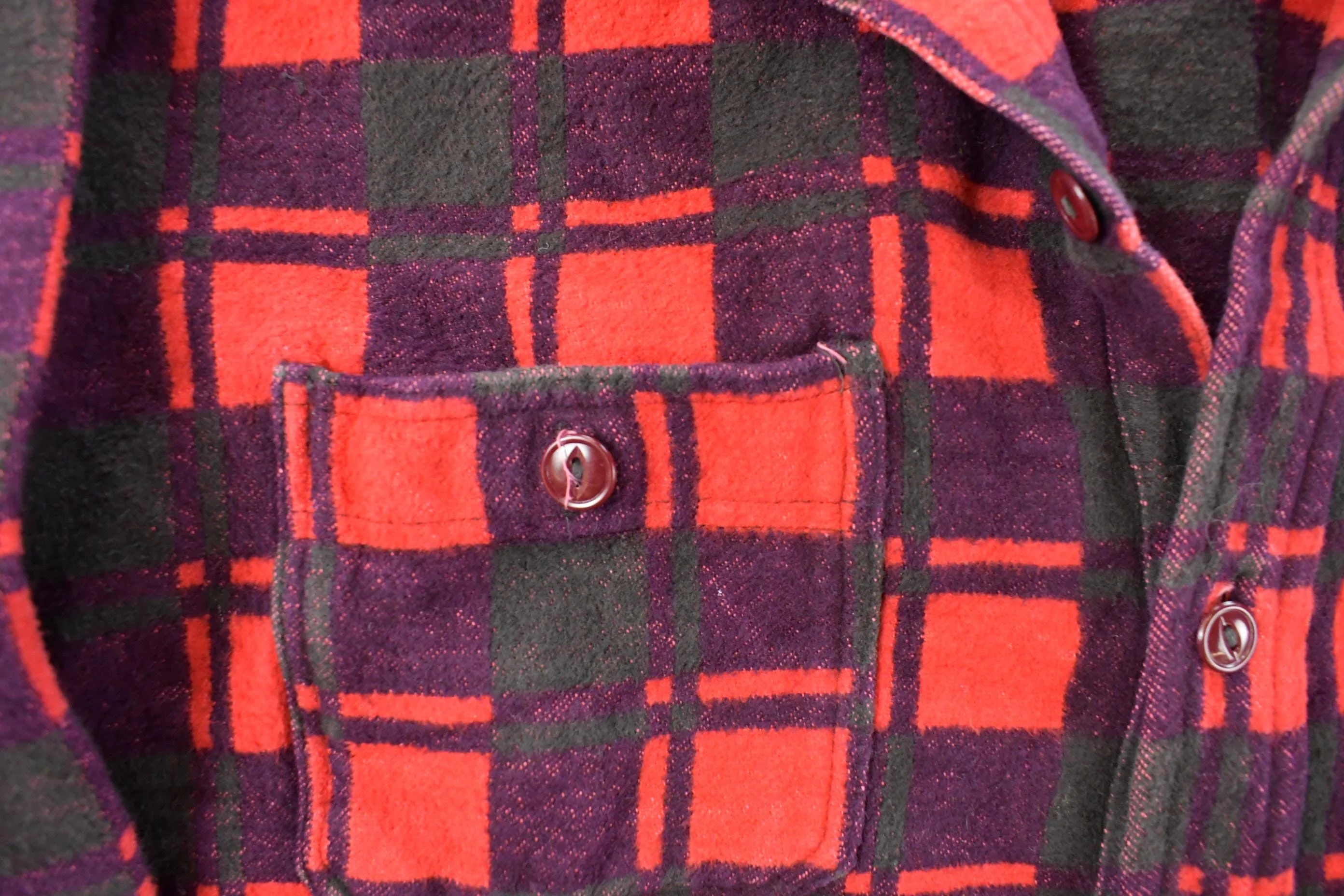 Vintage 1960s Champion Button Up Plaid Flannel Trucker Shirt Men's Large - Image 5