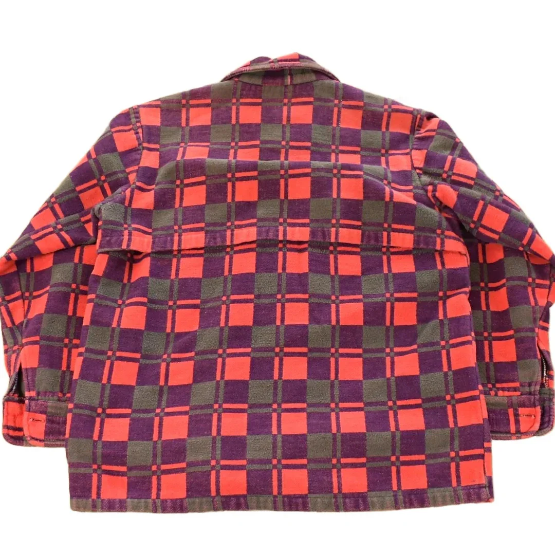 Vintage 1960s Champion Button Up Plaid Flannel Trucker Shirt Men's Small - Image 2
