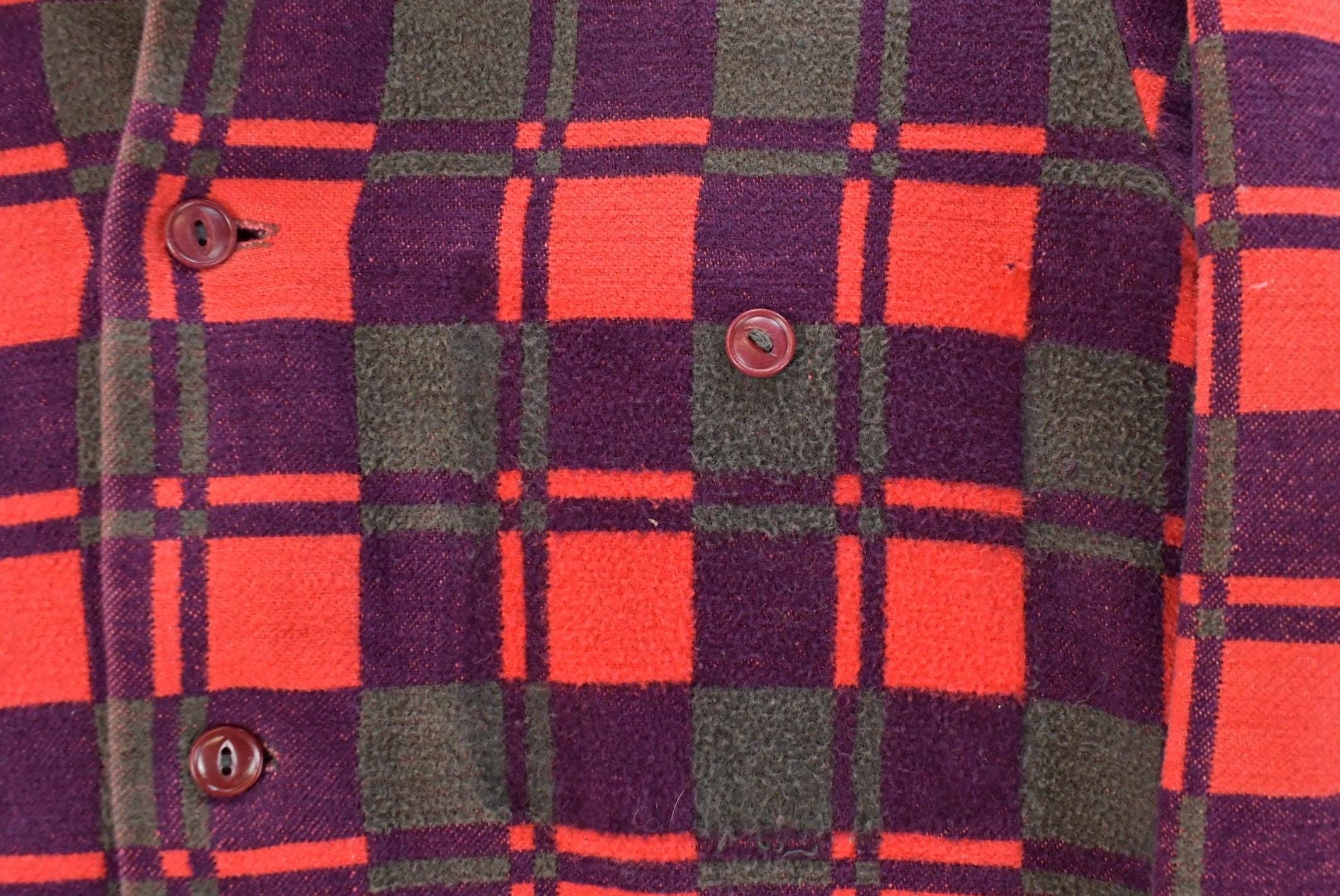 Vintage 1960s Champion Button Up Plaid Flannel Trucker Shirt Men's Small - Image 4