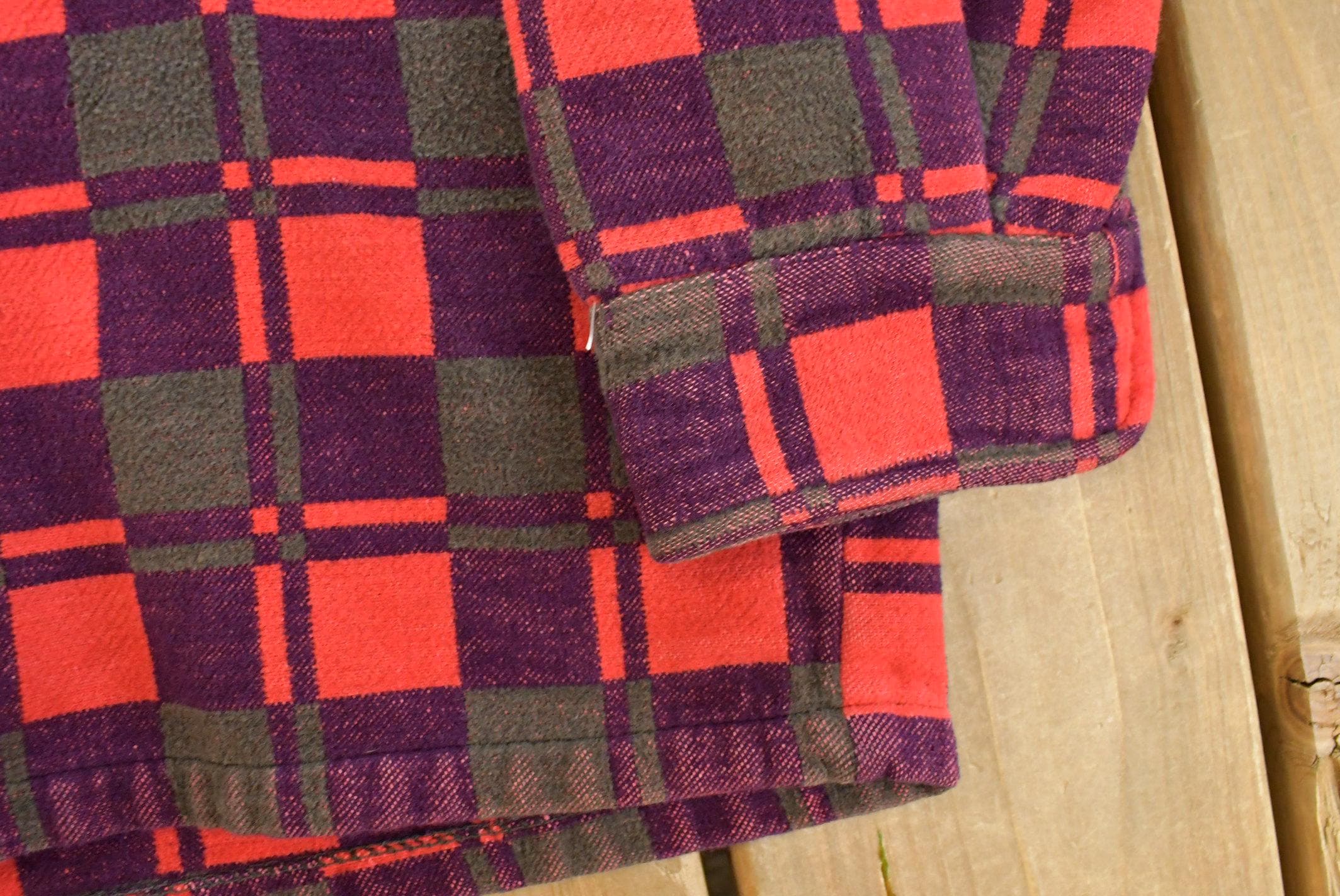 Vintage 1960s Champion Button Up Plaid Flannel Trucker Shirt Men's Small - Image 5