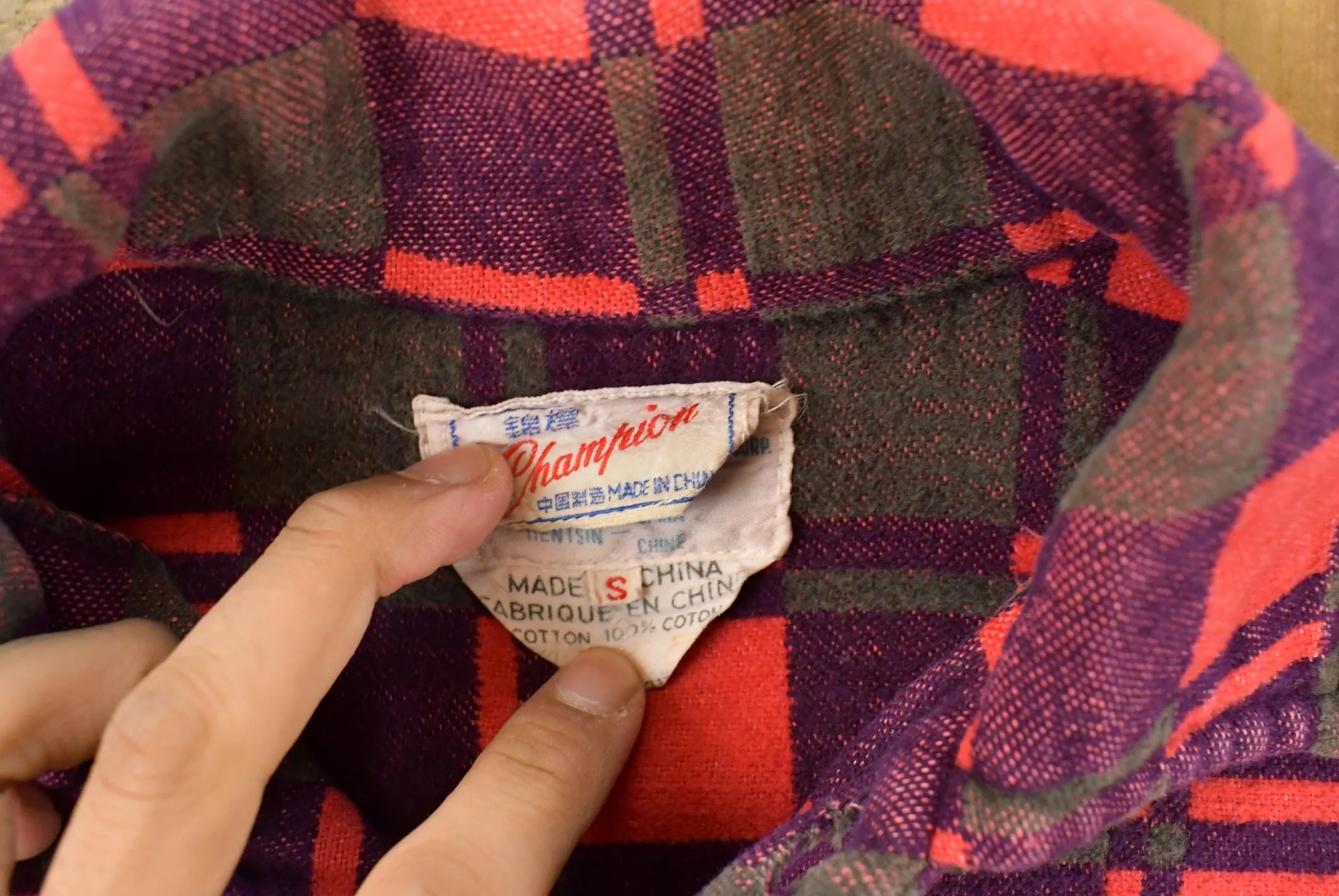 Vintage 1960s Champion Button Up Plaid Flannel Trucker Shirt Men's Small - Image 7
