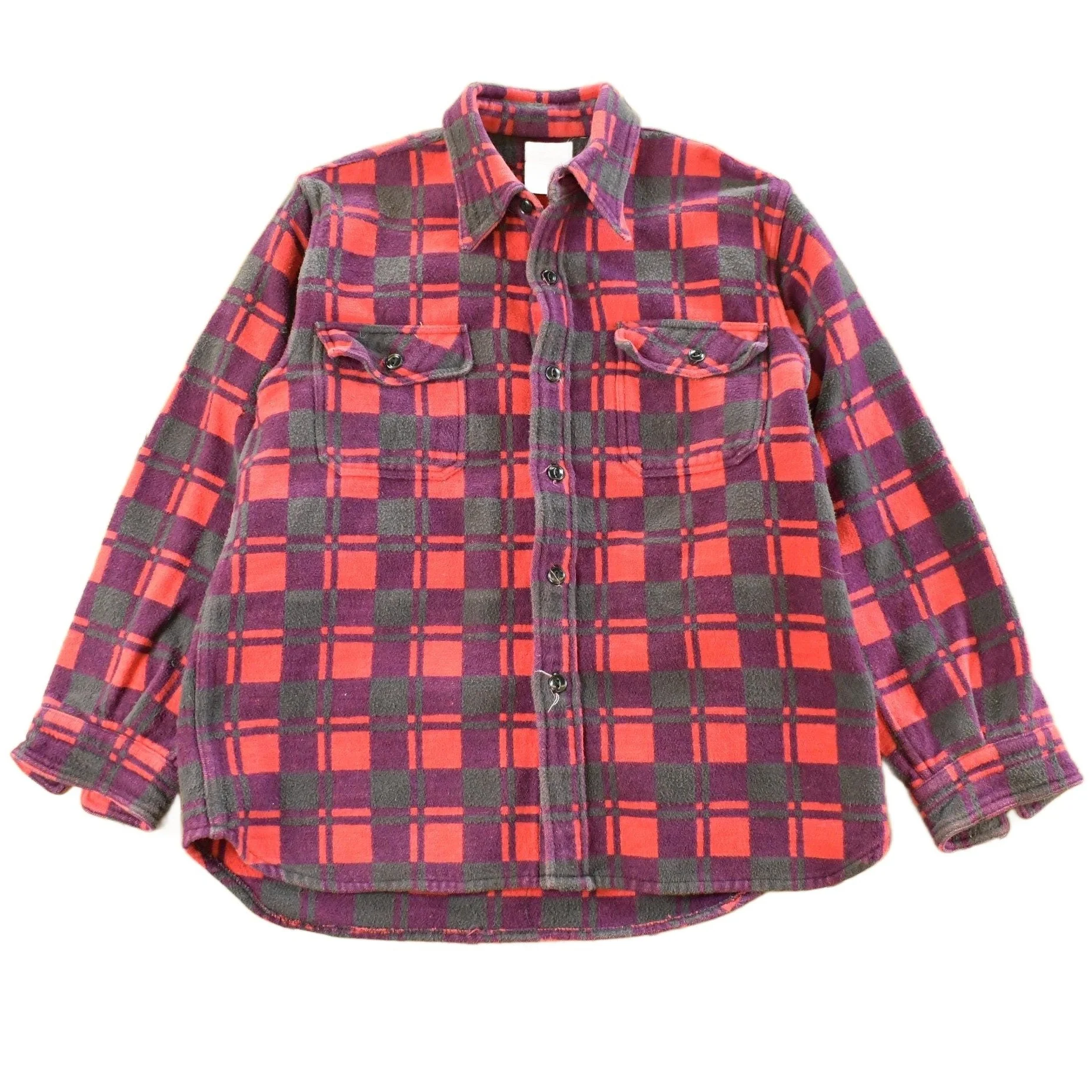 Vintage 1960s Champion Button Up Plaid Flannel Trucker Shirt Men's Small