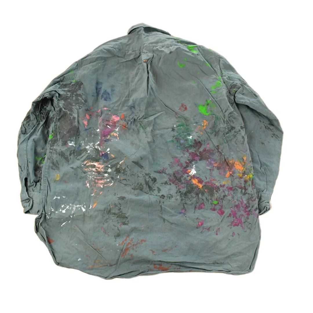 Vintage 1960s Champion Paint Splatter Button Up Shirt Men's Large - Image 2