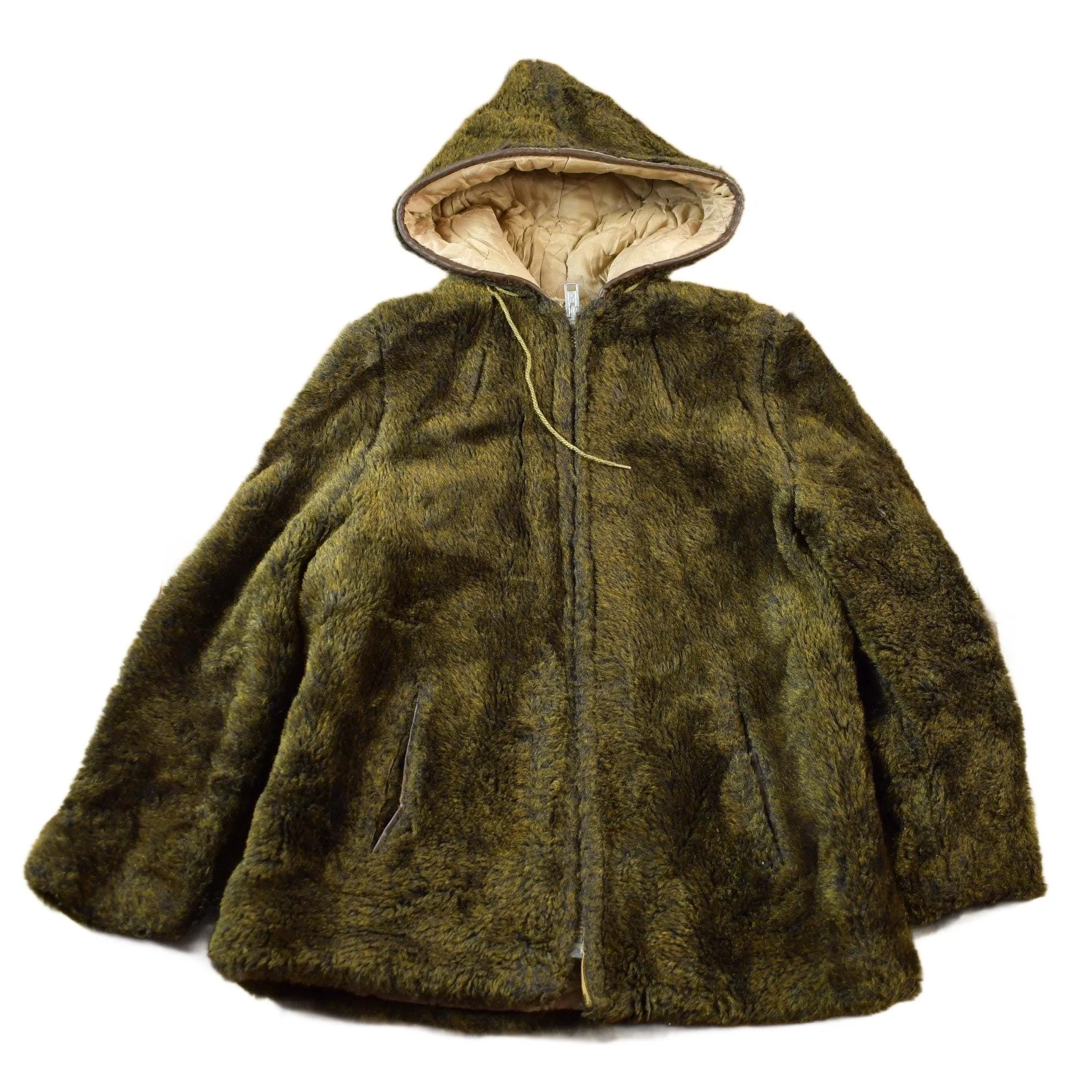 Vintage 1960s Deep Pile Borg Fabric Fleece Parka Jacket