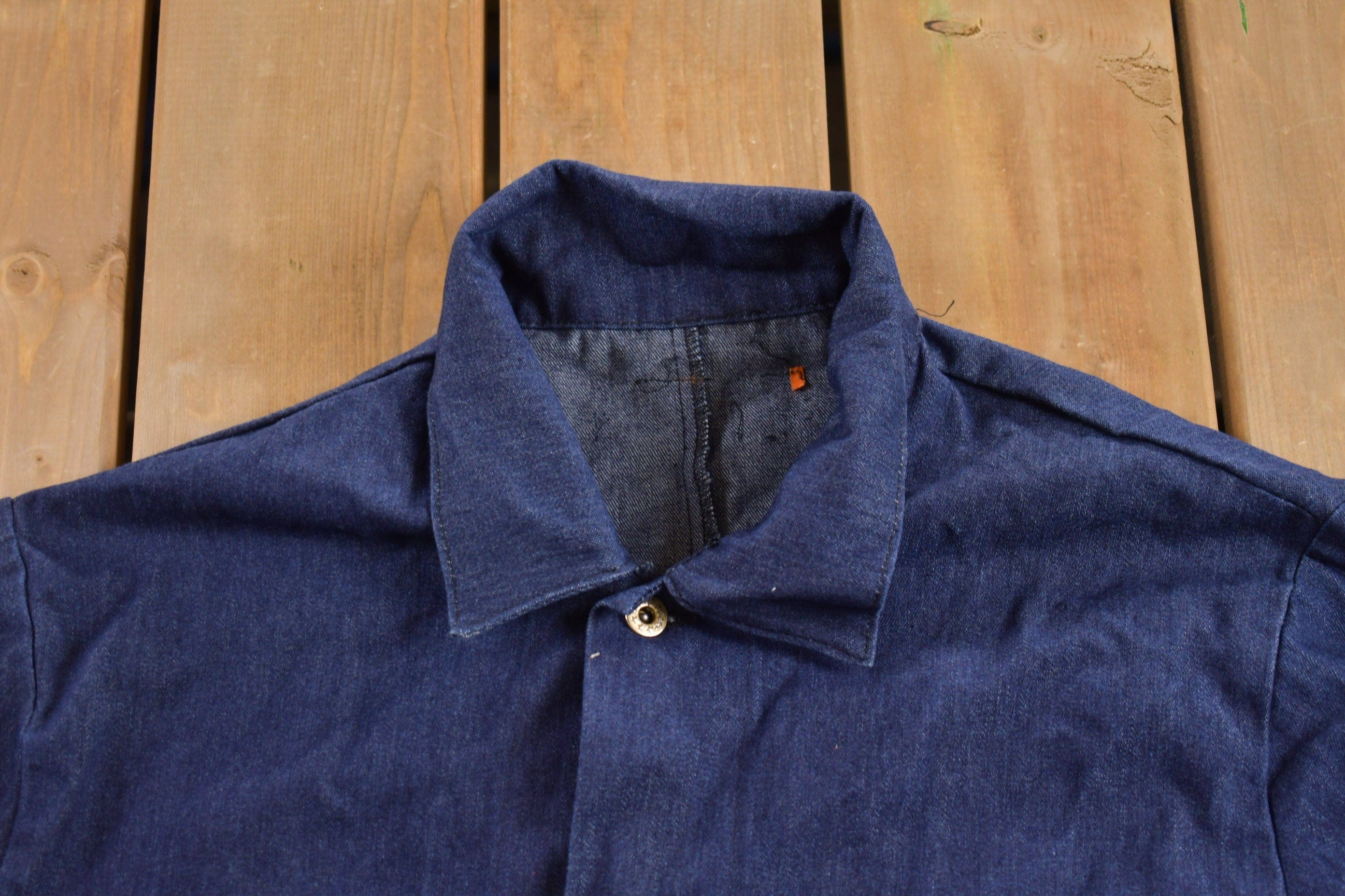 Vintage 1960s Denim Chore Coat Men's XL - Image 3