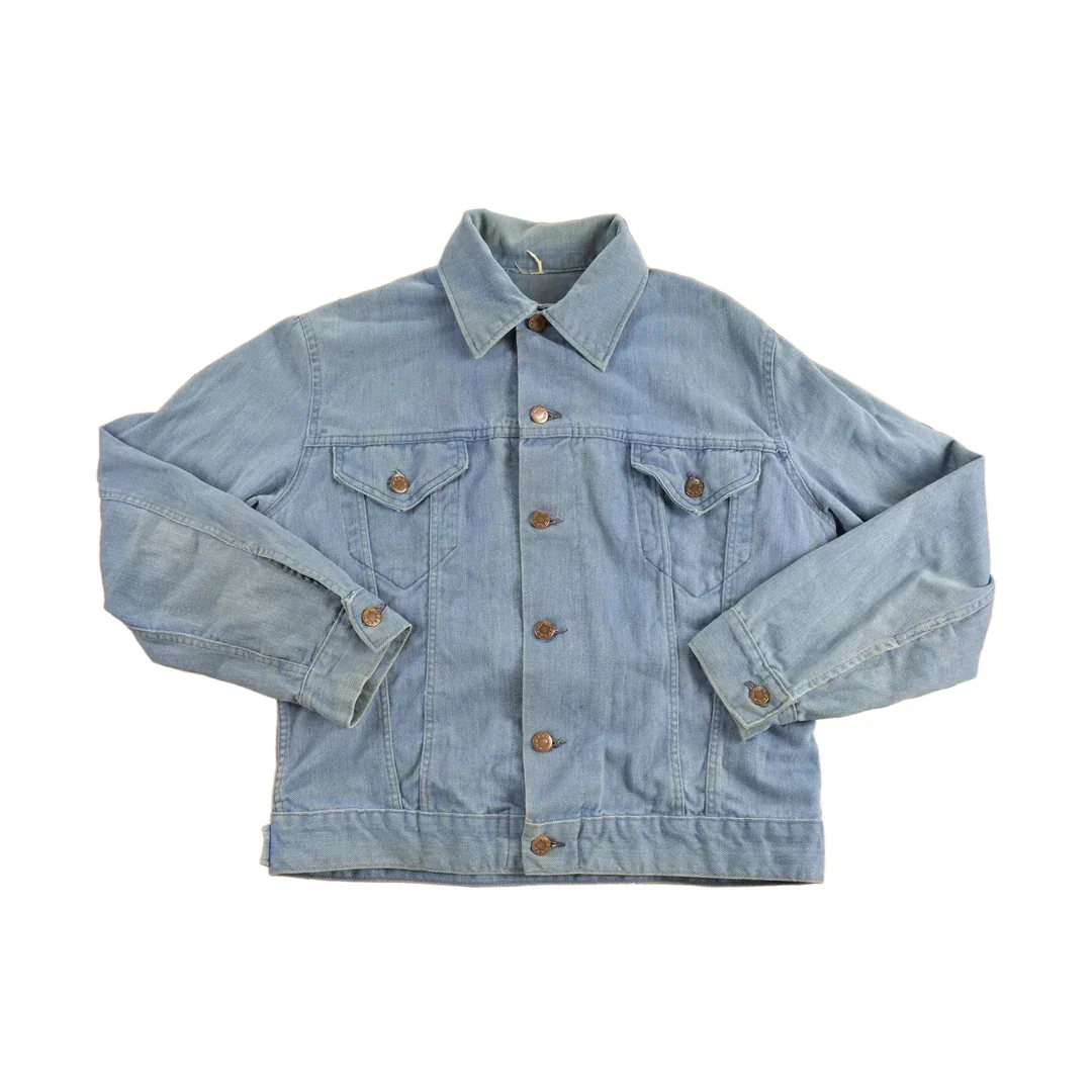 Vintage 1960s Denim Native American Themed Jacket Men's Medium - Image 2