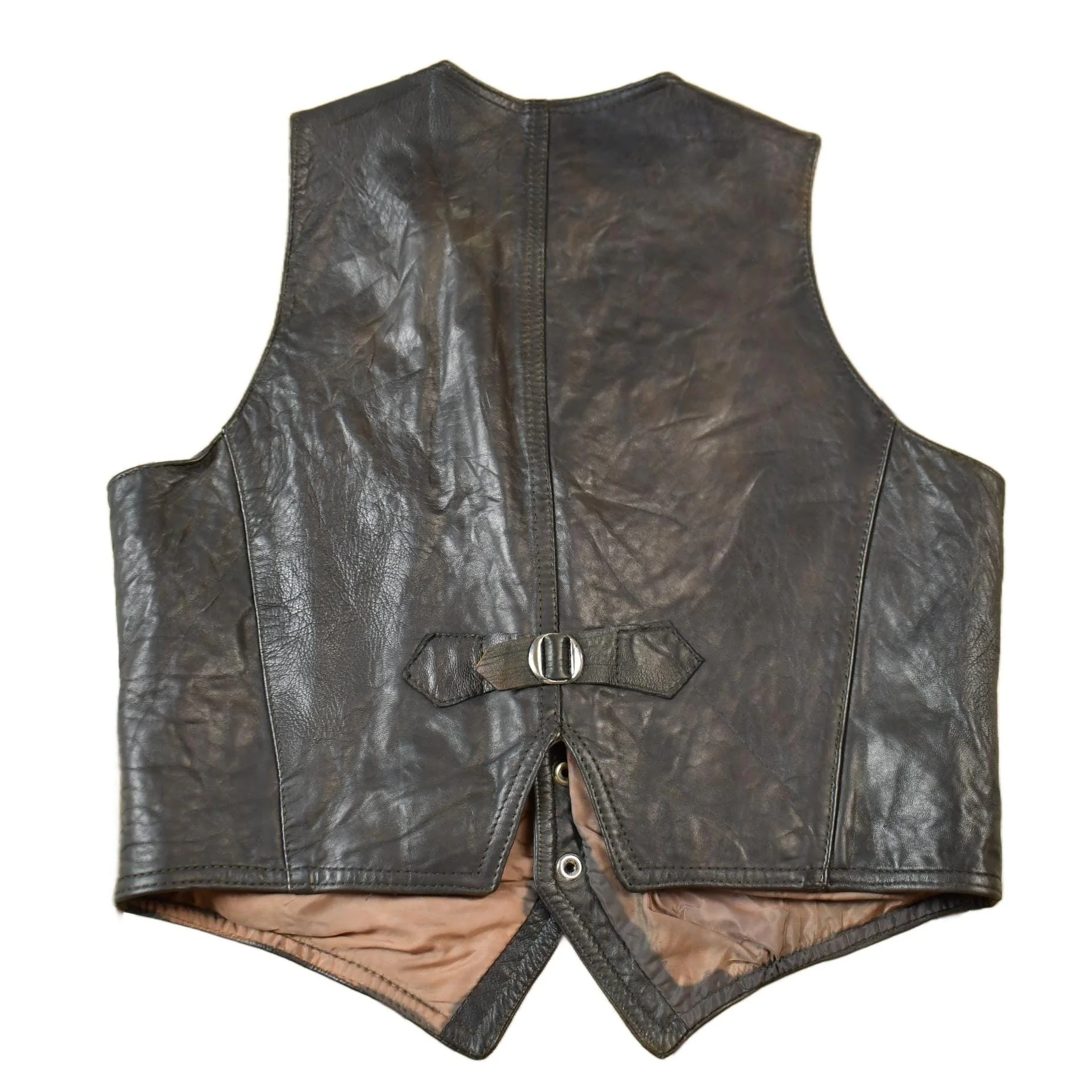 Vintage 1960s Famous Leather Garments Leather Vest Men's S - Image 2