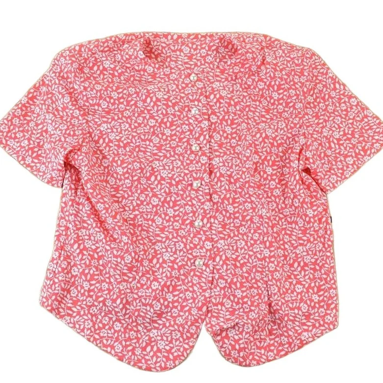 Vintage 1960s Floral Button Up Shirt Women's Medium