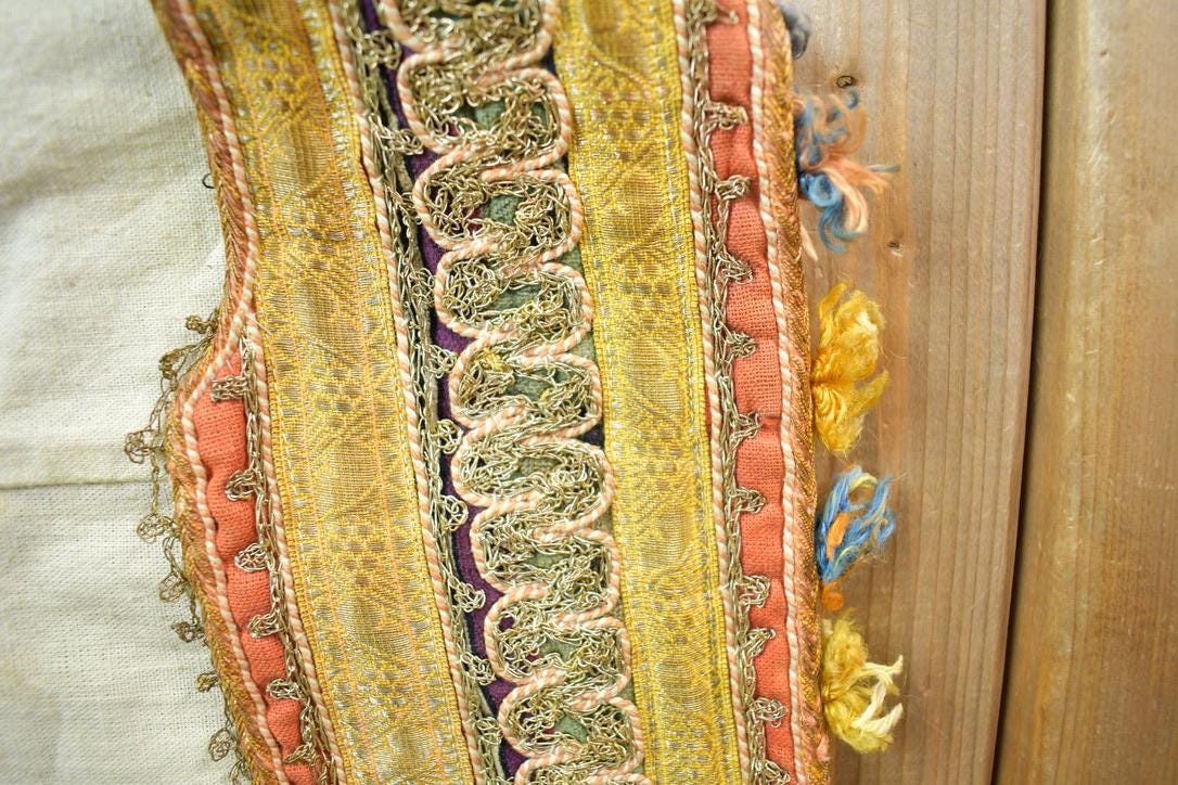 Vintage 1960s Folk Rainbow Silk Velvet Antique Romanian Hand Embroidered Folk Vest - Image 5