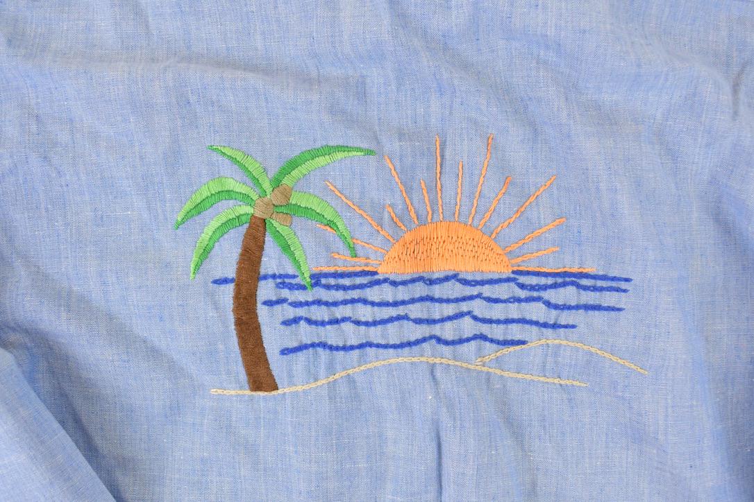 Vintage 1960s JC Penny Big Mac Loop Embroidered Western Denim Button Up Shirt Women's M - Image 3