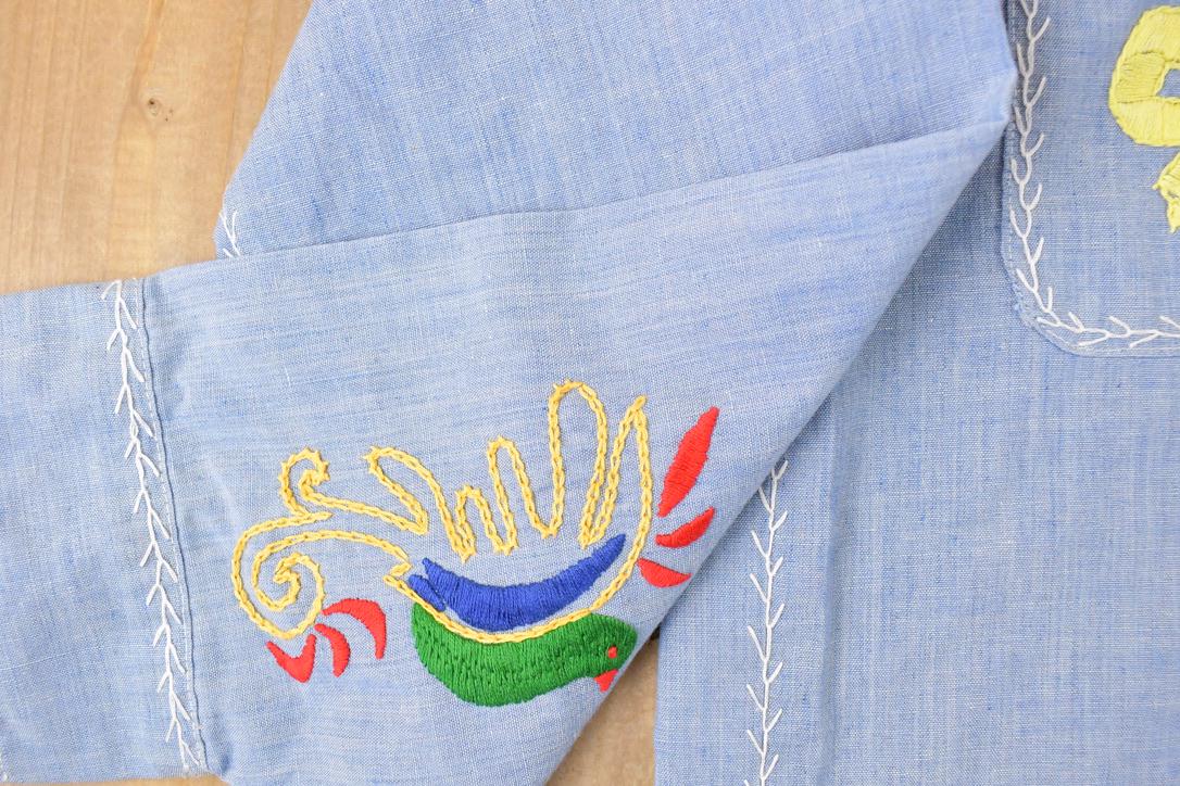 Vintage 1960s JC Penny Big Mac Loop Embroidered Western Denim Button Up Shirt Women's M - Image 4