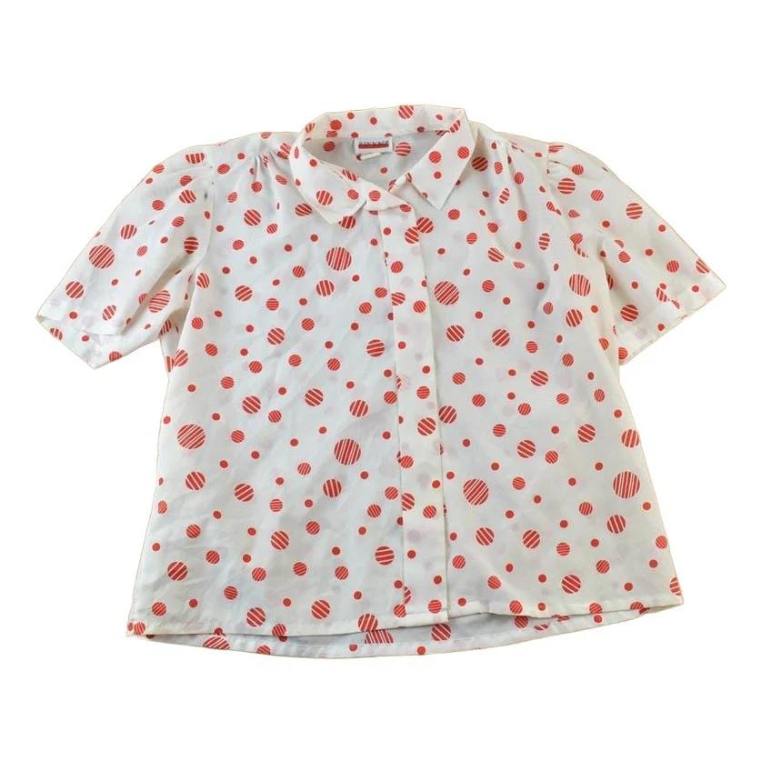 Vintage 1960s Judy Bond polka Dot Button Up Shirt Men's Large