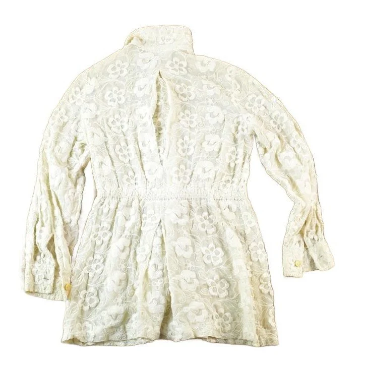 Vintage 1960s Lace Floral Knit Abstract Pattern Crewneck Sweater Women's Small - Image 2