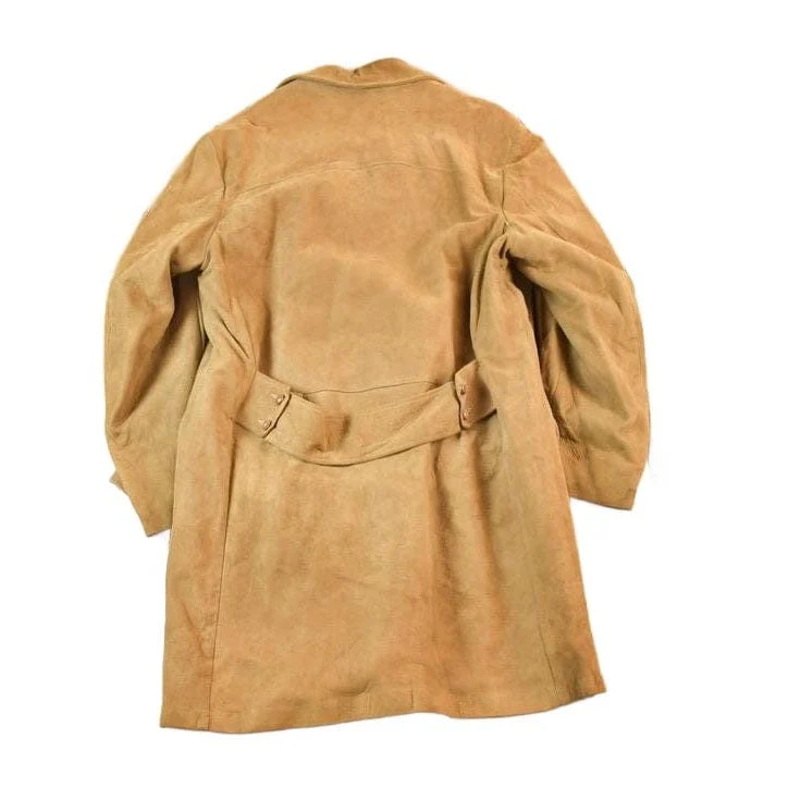 Vintage 1960s Leather Suede Western Style Button Up Long Jacket Men's S - Image 2
