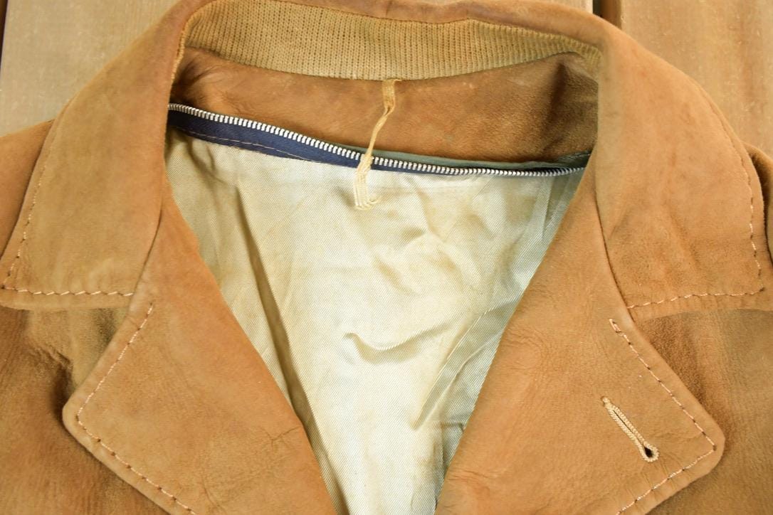 Vintage 1960s Leather Suede Western Style Button Up Long Jacket Men's S - Image 3