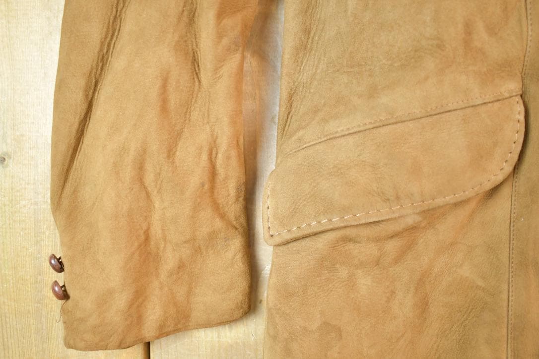 Vintage 1960s Leather Suede Western Style Button Up Long Jacket Men's S - Image 4