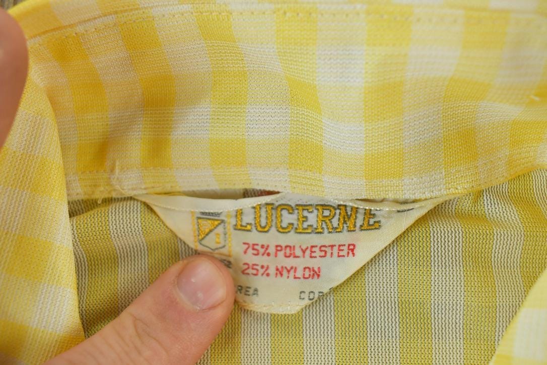Vintage 1960s Lucerne Plaid Button Up Shirt Men's Small - Image 3