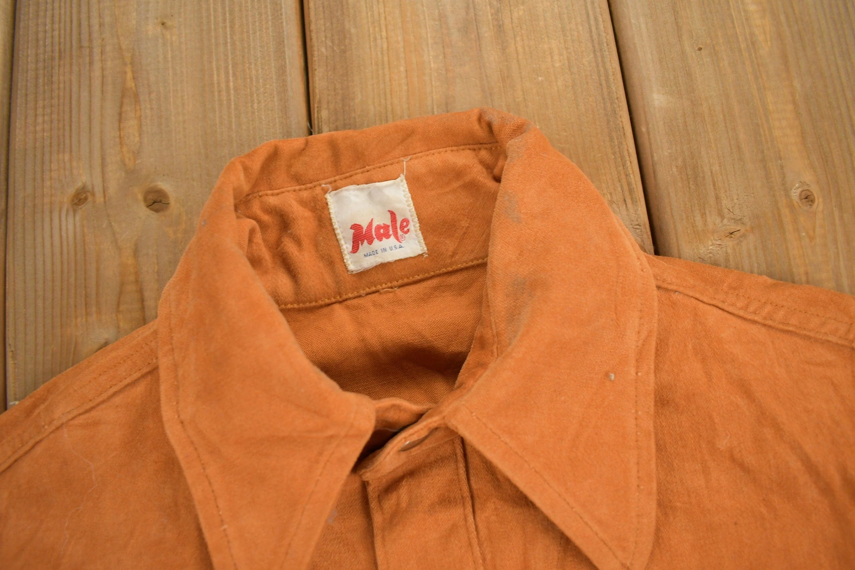 Vintage 1960s Male Burnt Orange Shacket Button Up Women's S - Image 5