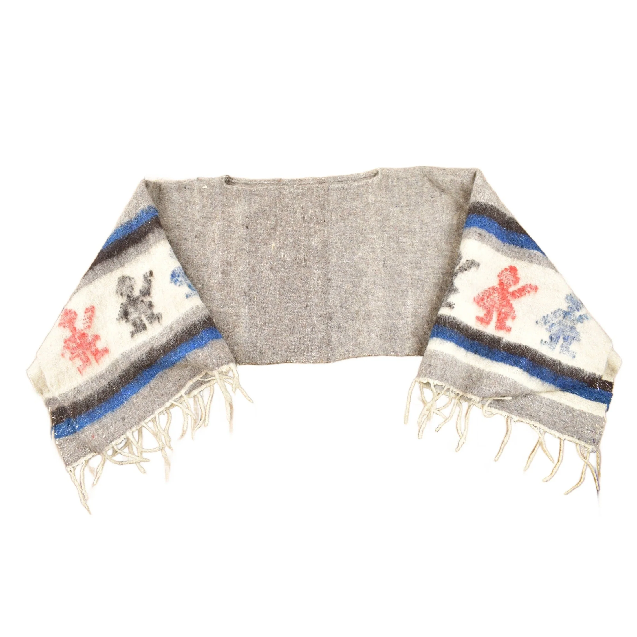 Vintage 1960s Mexican Rug Knit Poncho