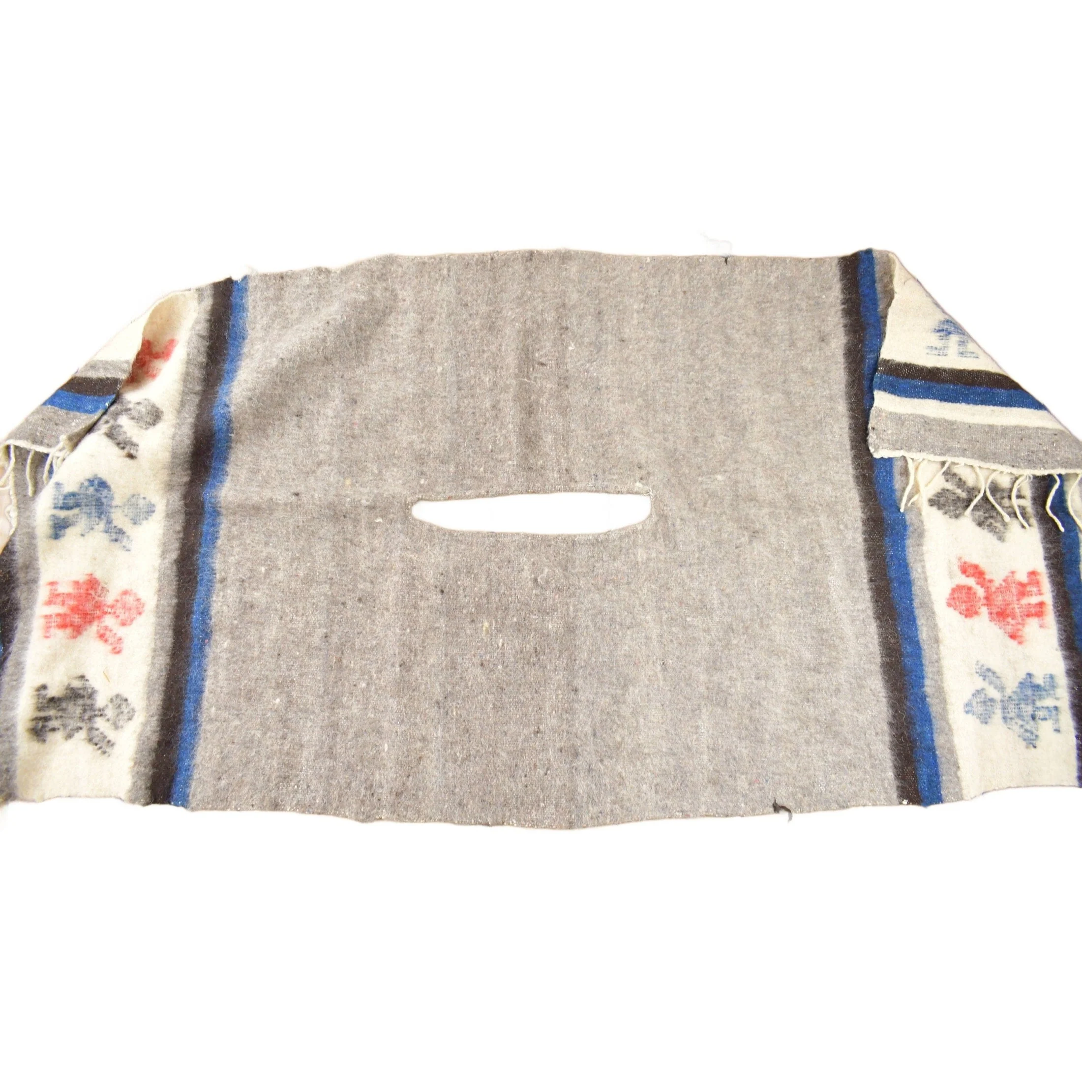 Vintage 1960s Mexican Rug Knit Poncho - Image 2