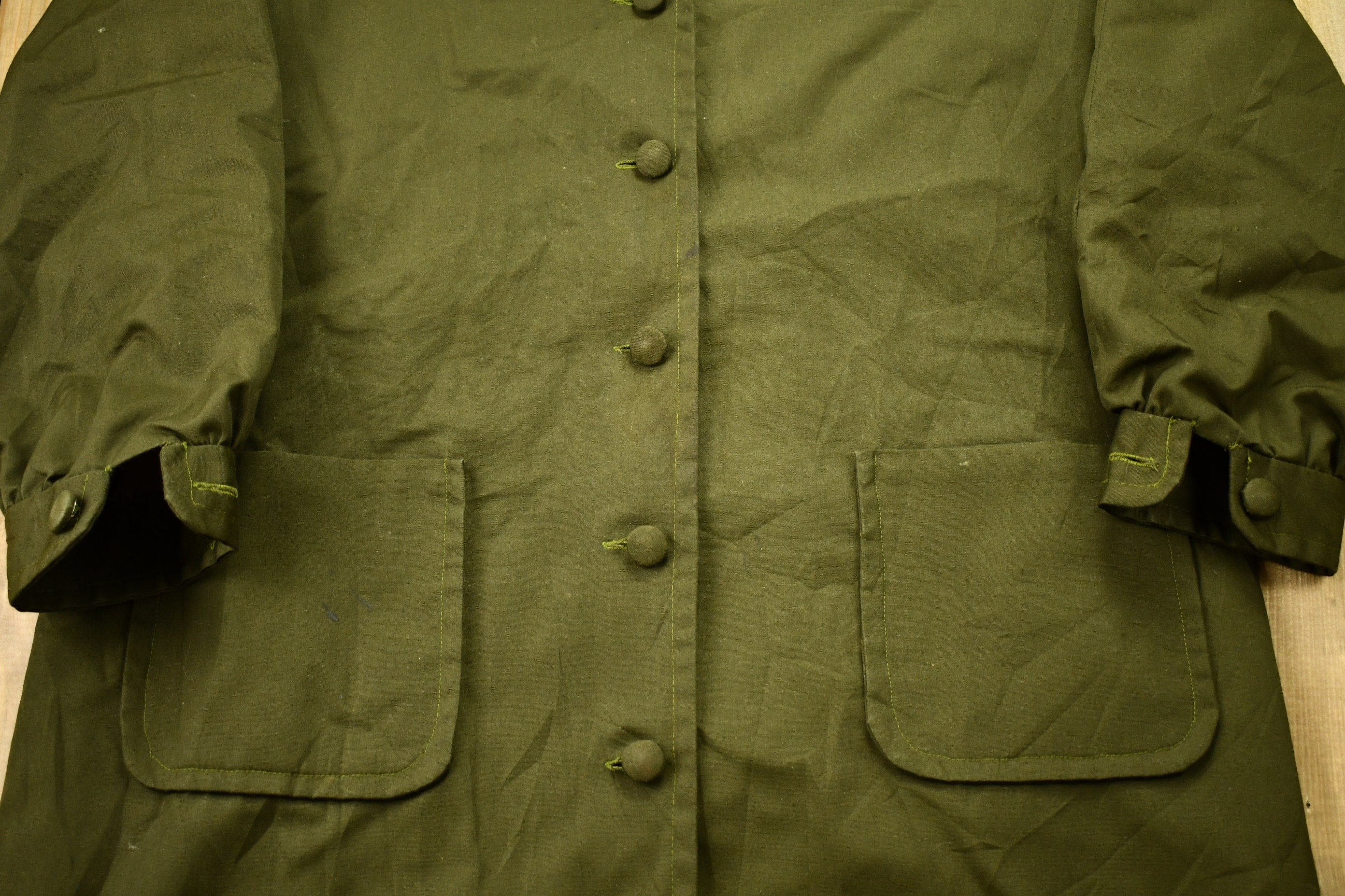 Vintage 1960s Military Button Up Overcoat Men's Small - Image 3