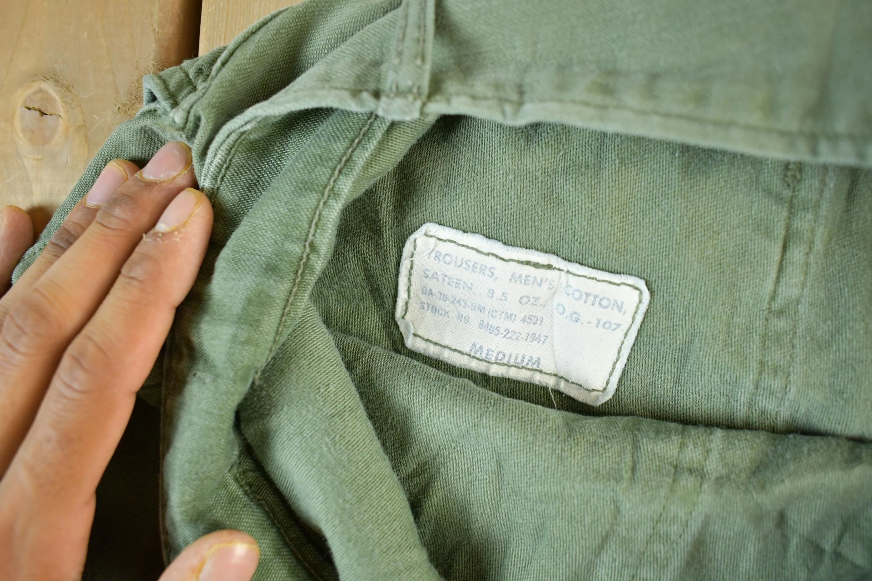 Vintage 1960s Military OG-107 Sateen Fatigue Pants Men's Medium 31 x 31 - Image 4